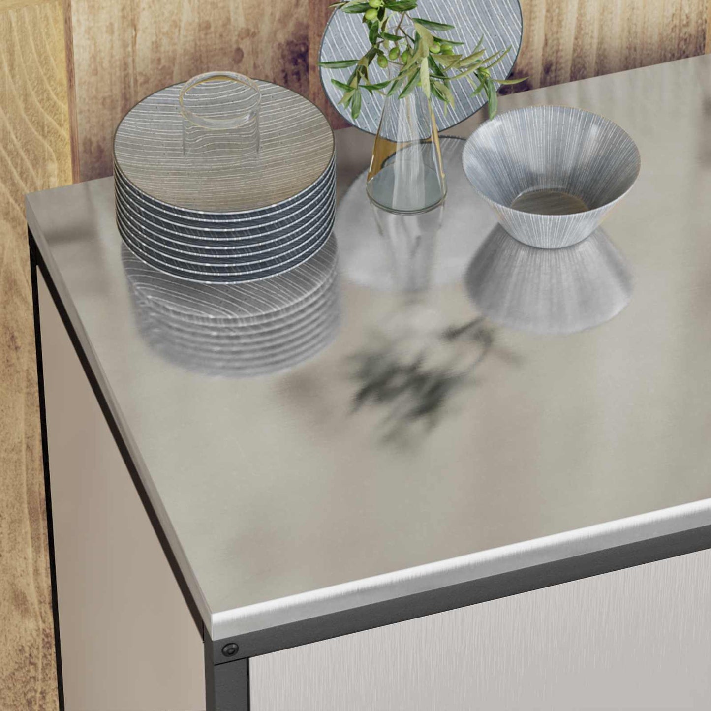 vidaXL Αποθηκευτικός Χώρος Κουζίνας HATTEM Ασημί 60 x 50 x 92 εκ