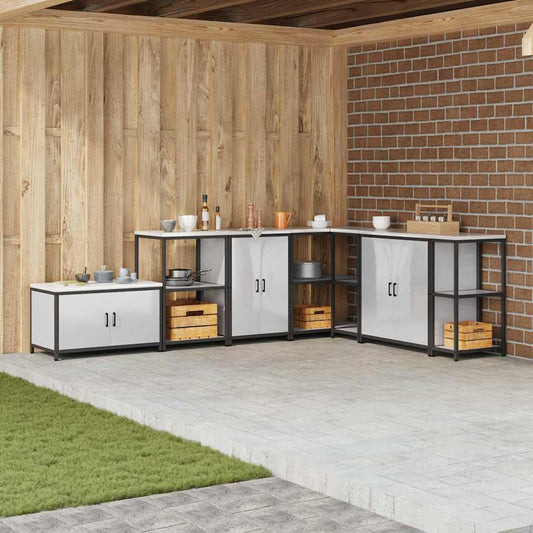 vidaXL Ντουλάπα Αποθήκευσης Κουζίνας με ράφι Ασημί Ανοξείδωτο ατσάλι