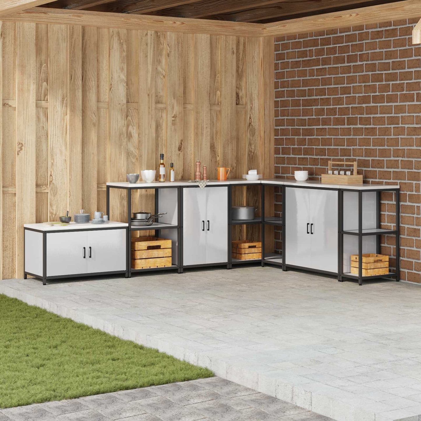 vidaXL Αποθηκευτικός Χώρος Κουζίνας HATTEM Ασημί 60 x 50 x 92 εκ