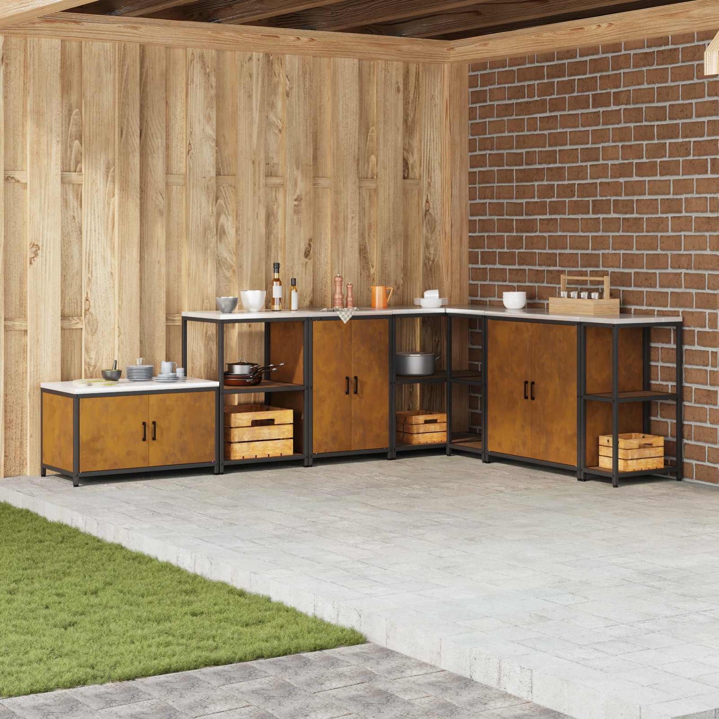 vidaXL Αποθηκευτικός Χώρος Κουζίνας Σκ rusty 60 x 50 x 92 εκ Ατσάλι
