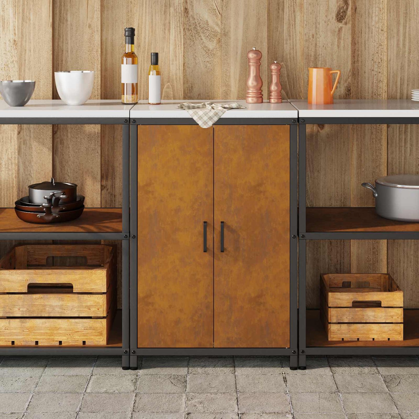 vidaXL Αποθηκευτικός Χώρος Κουζίνας Σκ rusty 60 x 50 x 92 εκ Ατσάλι