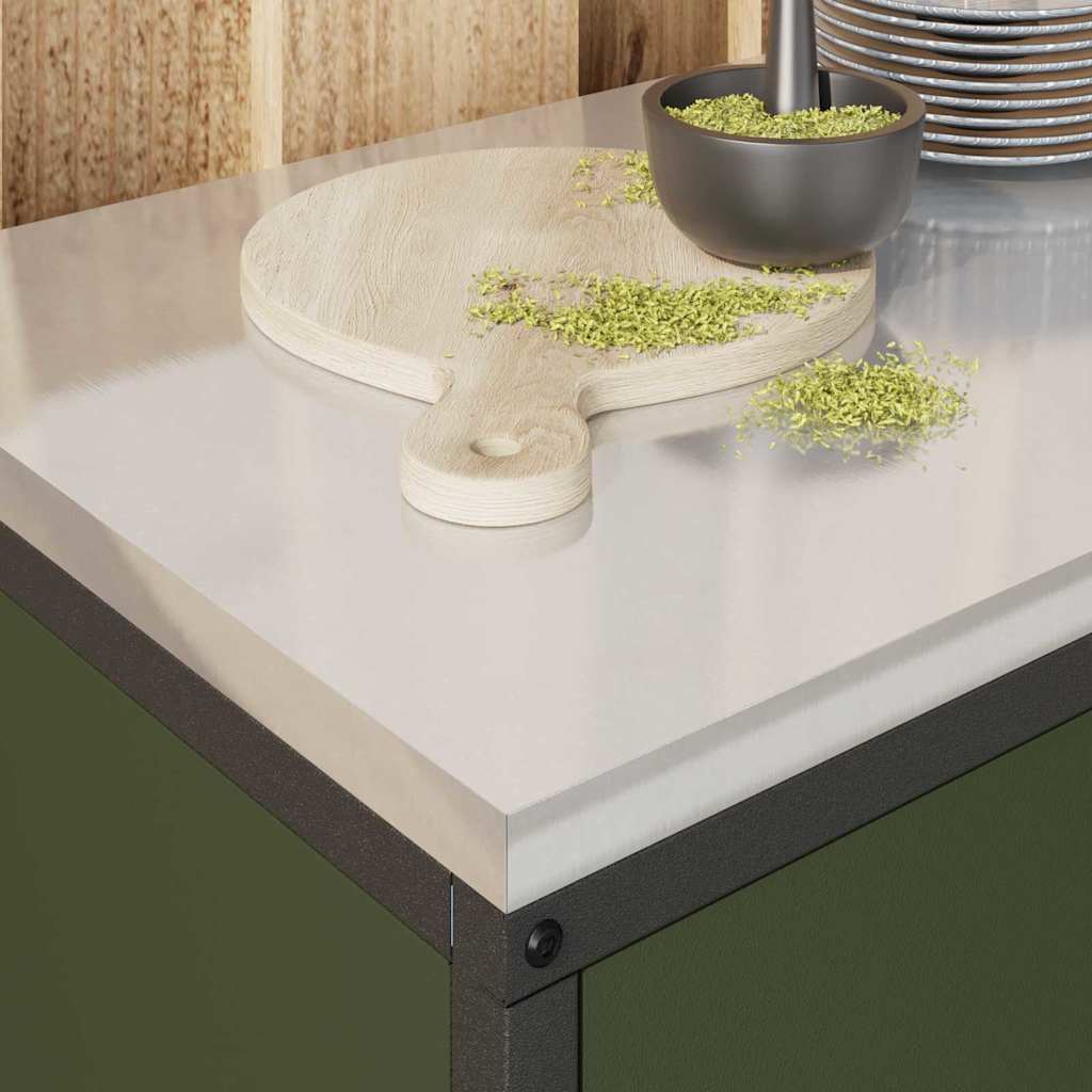 vidaXL Ντουλάπα Αποθήκευσης Κουζίνας με ράφι Ελαιόχρωμο Ατσάλι