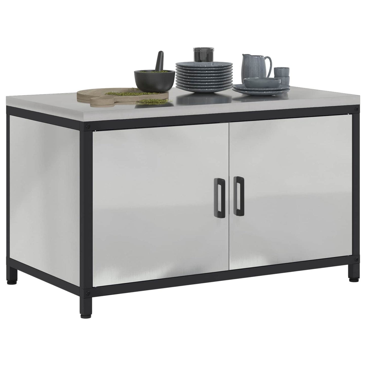 vidaXL Αποθηκευτικός Χώρος Κουζίνας HATTEM Ασημί 90 x 50 x 53 εκ