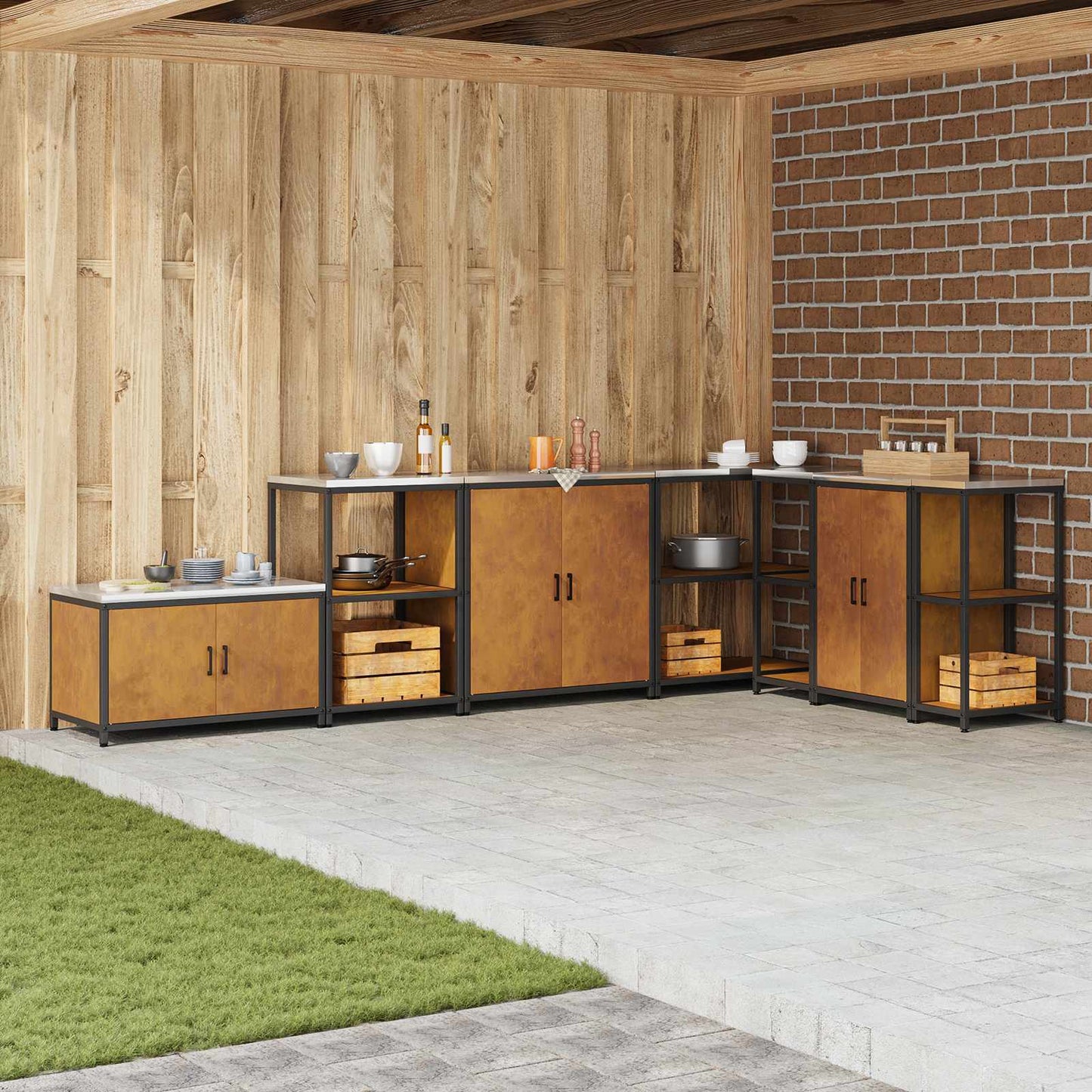 vidaXL Αποθηκευτικός Χώρος Κουζίνας Σκ rusty 60 x 50 x 92 εκ Ατσάλι