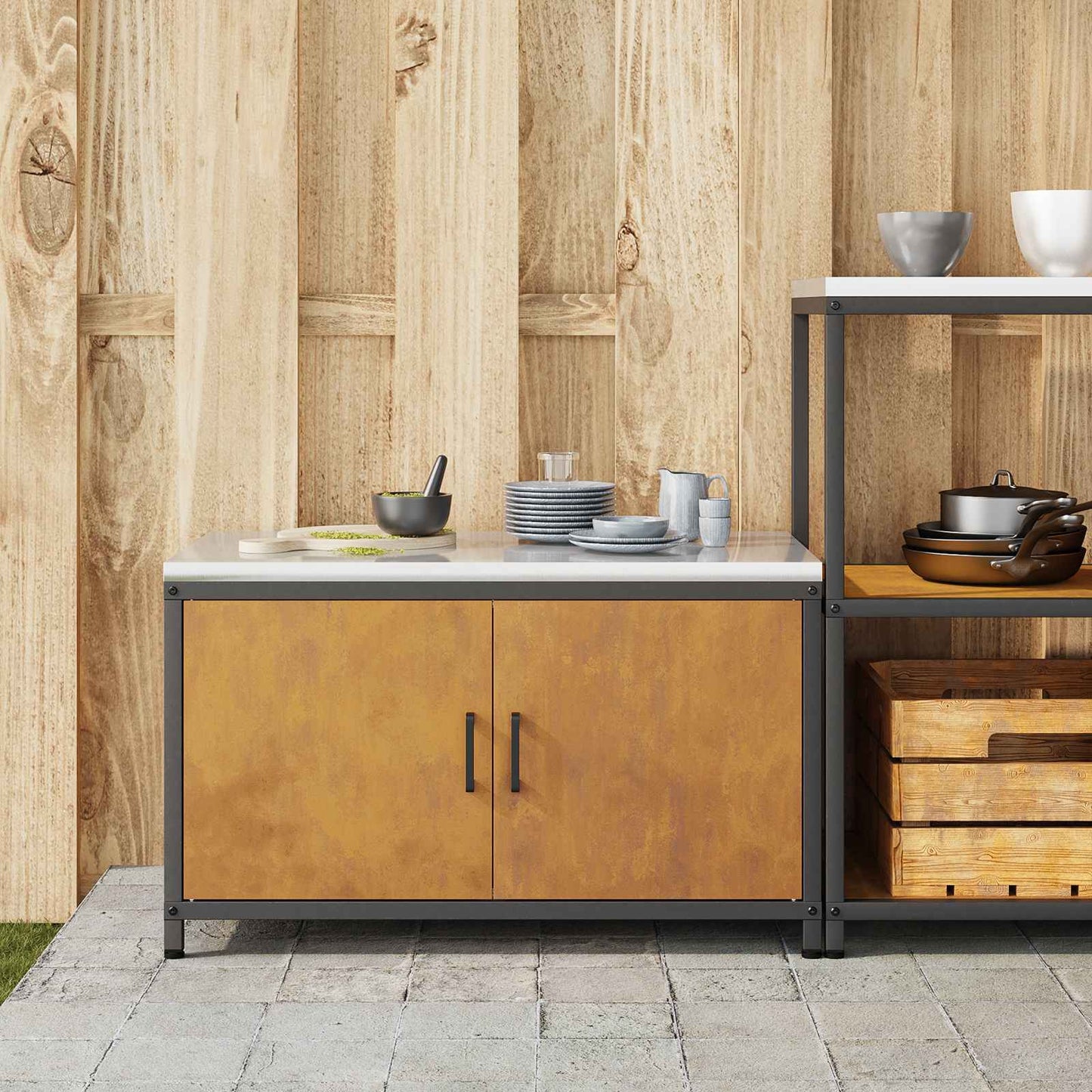 vidaXL Αποθηκευτικός Χώρος Κουζίνας Σκ rusty 60 x 50 x 92 εκ Ατσάλι