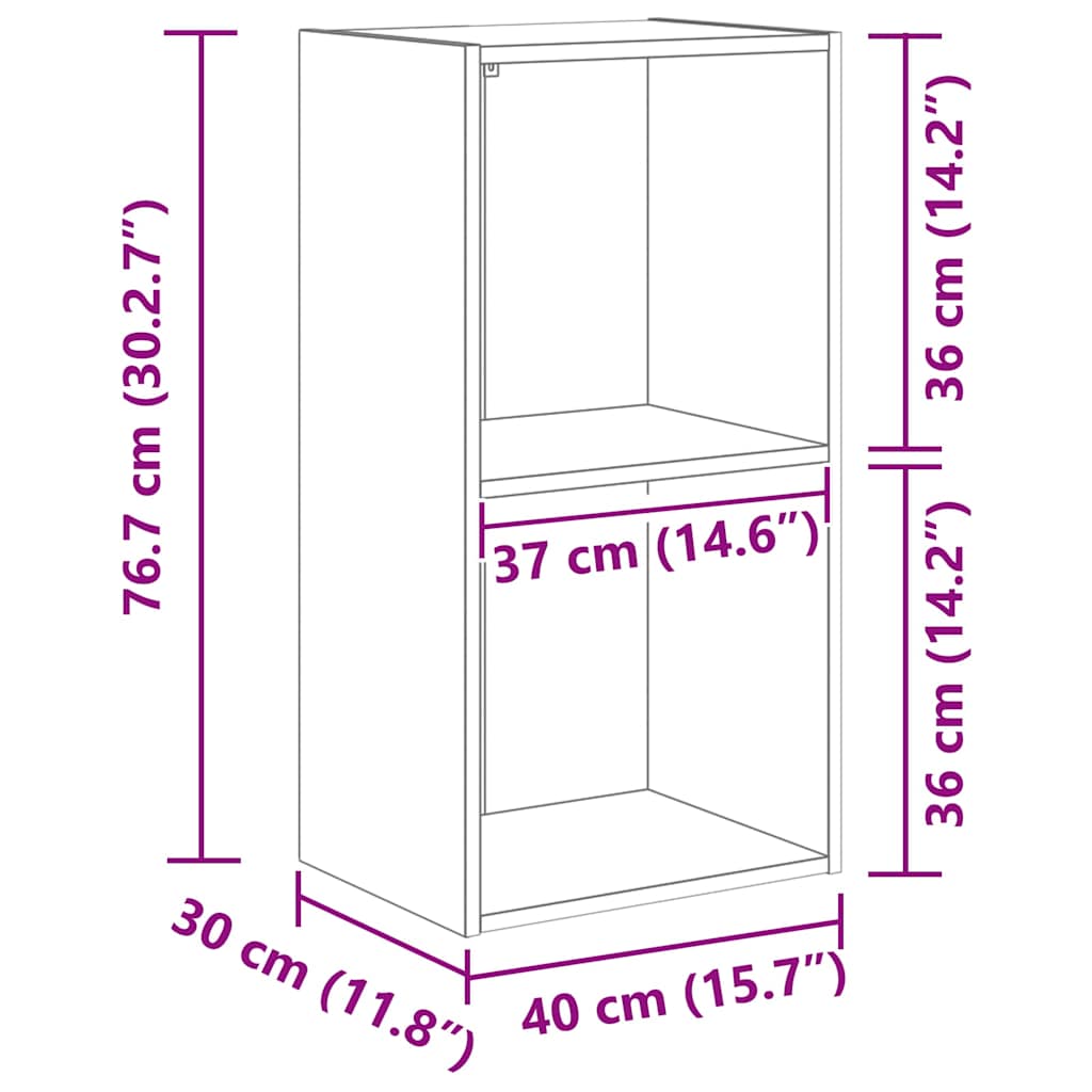 vidaXL Βιβλιοθήκη Μαύρη δρυς 40 x 30 x 77 εκ. Επεξεργασμένο ξύλο