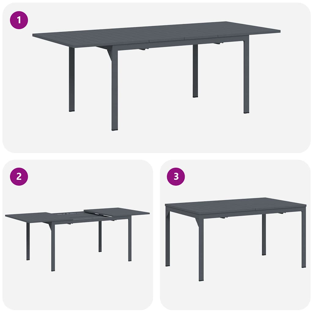 vidaXL Τραπέζι Επέκτασης 2 pcs Ανθρακί 210 x 90 x 73 εκ Ατσάλι