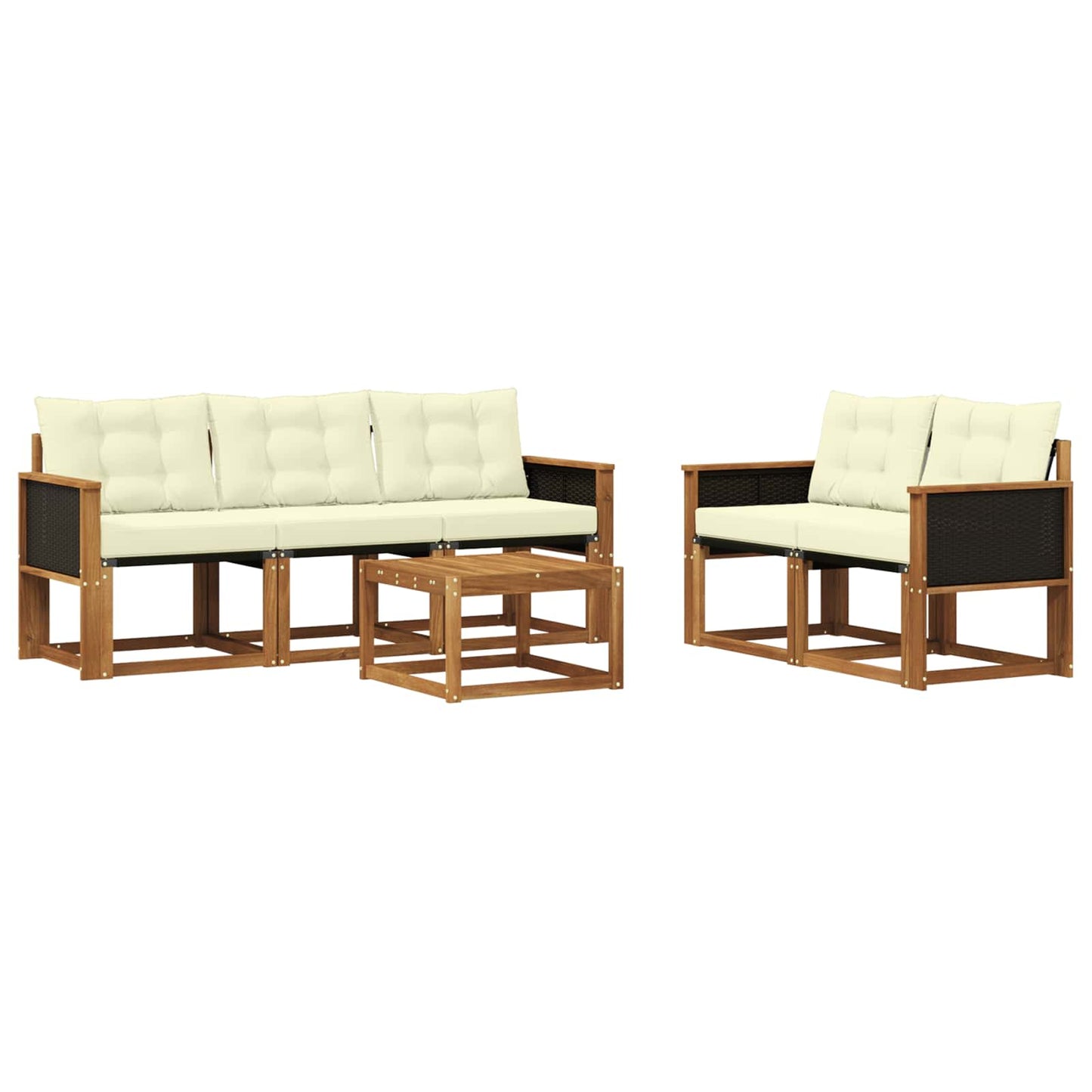 vidaXL Σειρά Καναπέ Εξωτερικού με μαξιλάρι 6 pcs Φυσικό και Κρέμα
