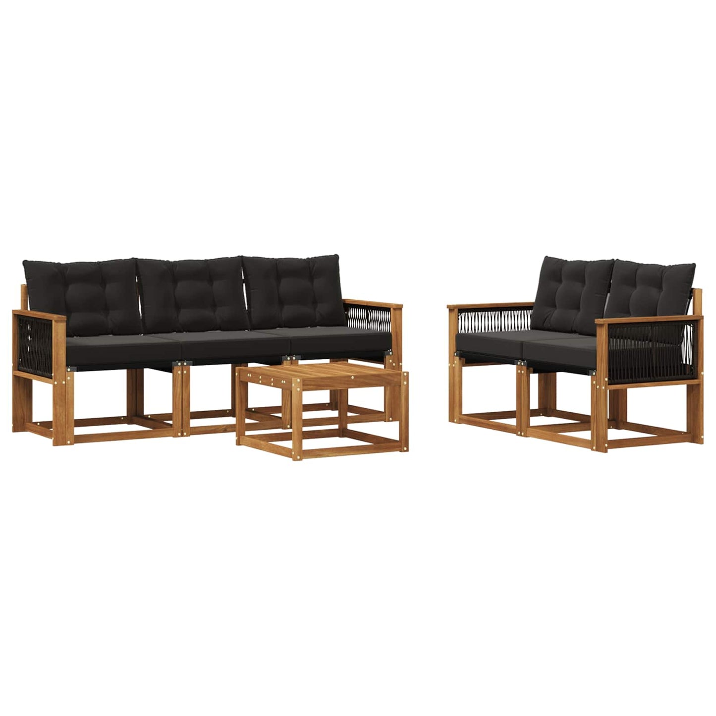 vidaXL Σειρά Καναπέ Εξωτερικού με μαξιλάρι 6 pcs Φυσικό και Μαύρο