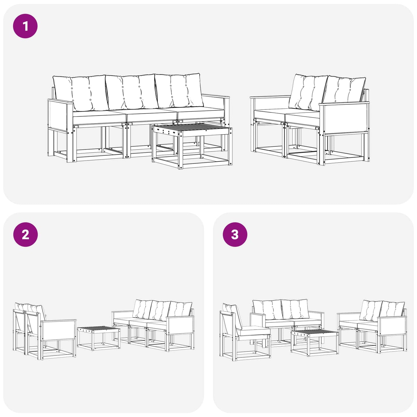 vidaXL Σειρά Καναπέ Εξωτερικού με μαξιλάρι 6 pcs Φυσικό και Κρέμα