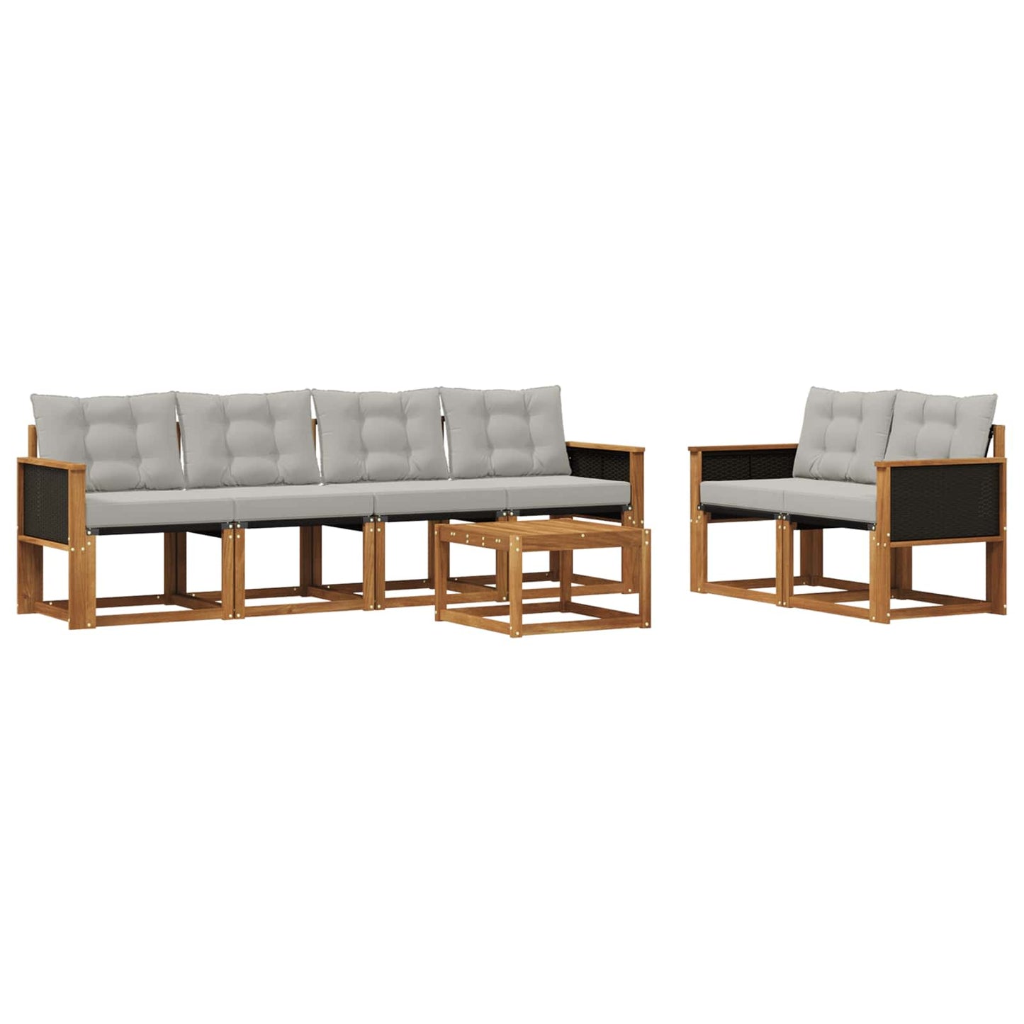 vidaXL Σειρά Καναπέ Εξωτερικού 7 pcs Φυσικό και Ανοιχτό Γκρι