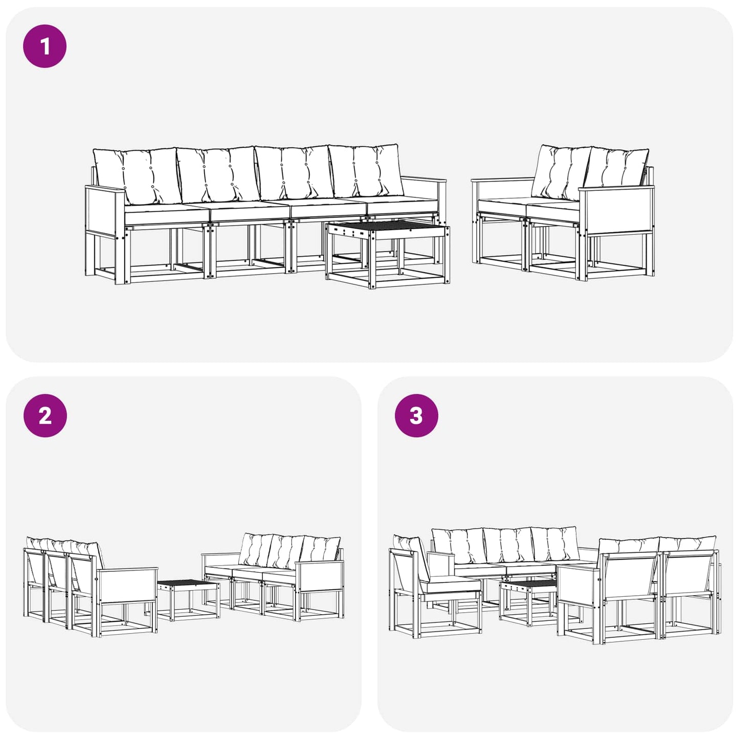 vidaXL Σειρά Καναπέ Εξωτερικού με μαξιλάρι 7 pcs Φυσικό και Μπεζ