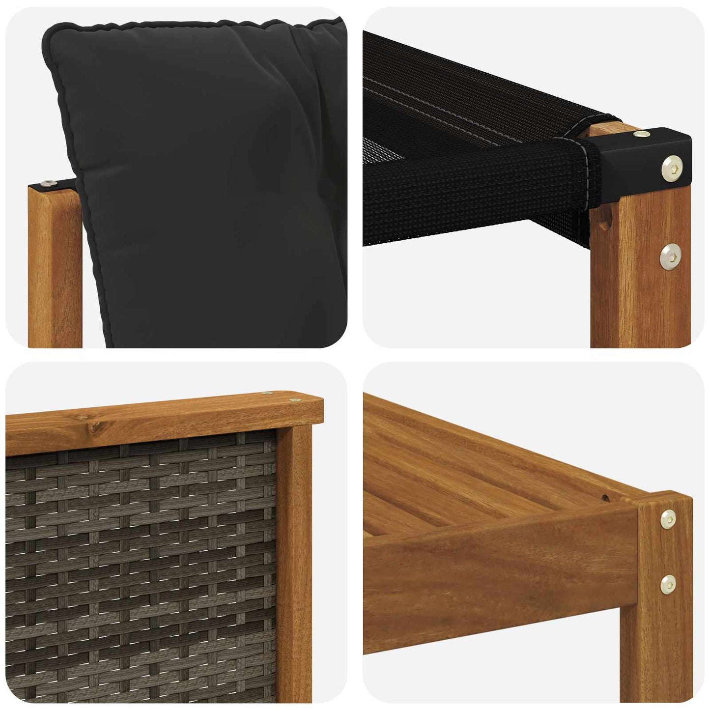 vidaXL Σειρά Καναπέ Εξωτερικού με μαξιλάρι 7 pcs Φυσικό και Μαύρο