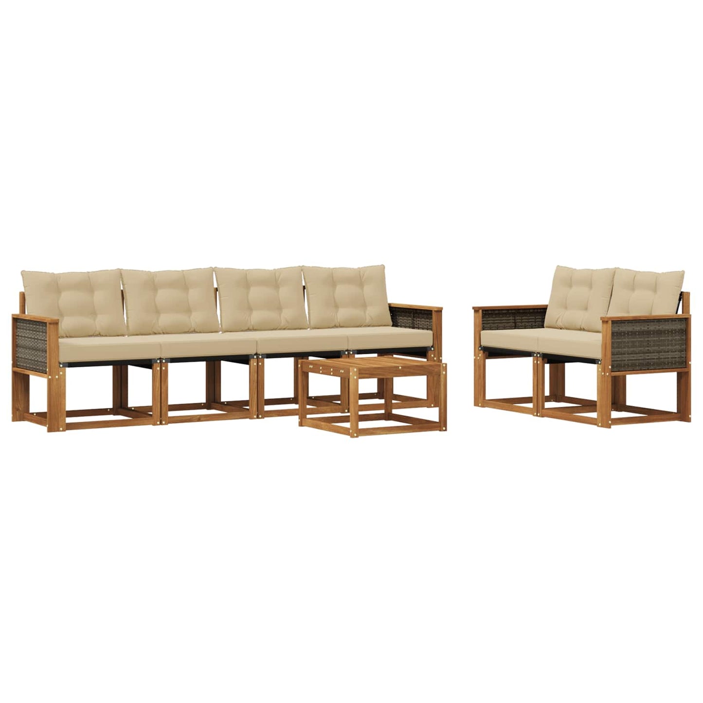 vidaXL Σειρά Καναπέ Εξωτερικού με μαξιλάρι 7 pcs Φυσικό και Μπεζ