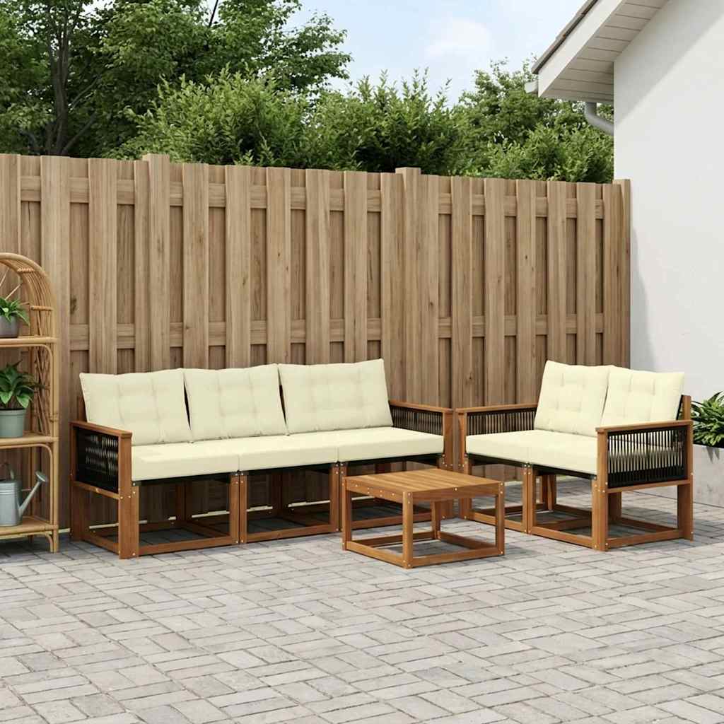vidaXL Σειρά Καναπέ Εξωτερικού με μαξιλάρι 7 pcs Φυσικό και Κρέμα