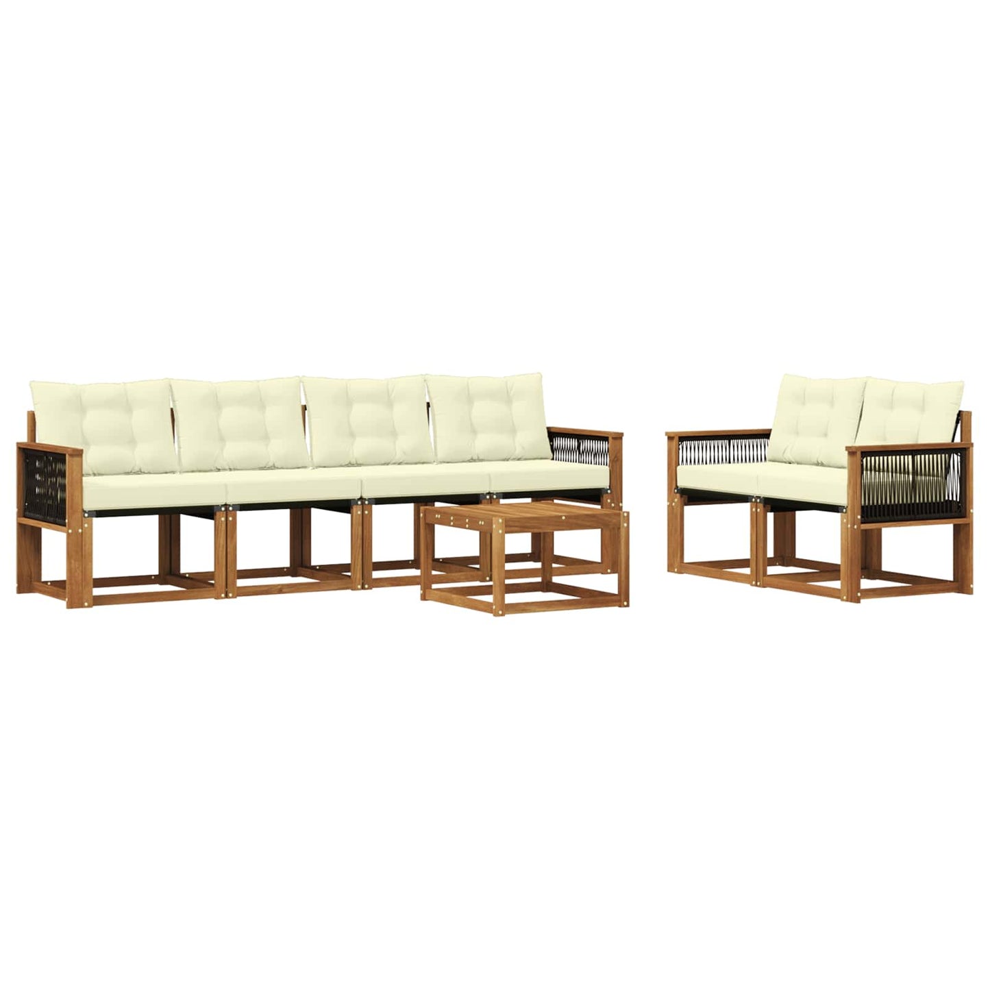 vidaXL Σειρά Καναπέ Εξωτερικού με μαξιλάρι 7 pcs Φυσικό και Κρέμα