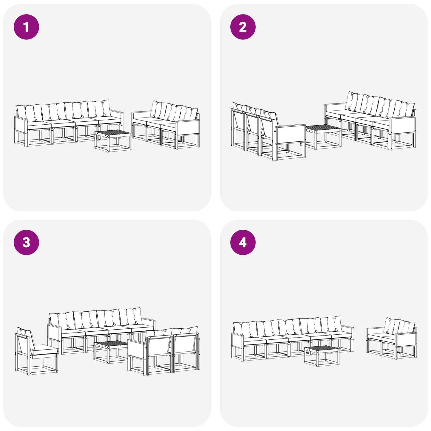 vidaXL Σειρά Καναπέ Εξωτερικού 8 pcs Φυσικό και Ανοιχτό Γκρι