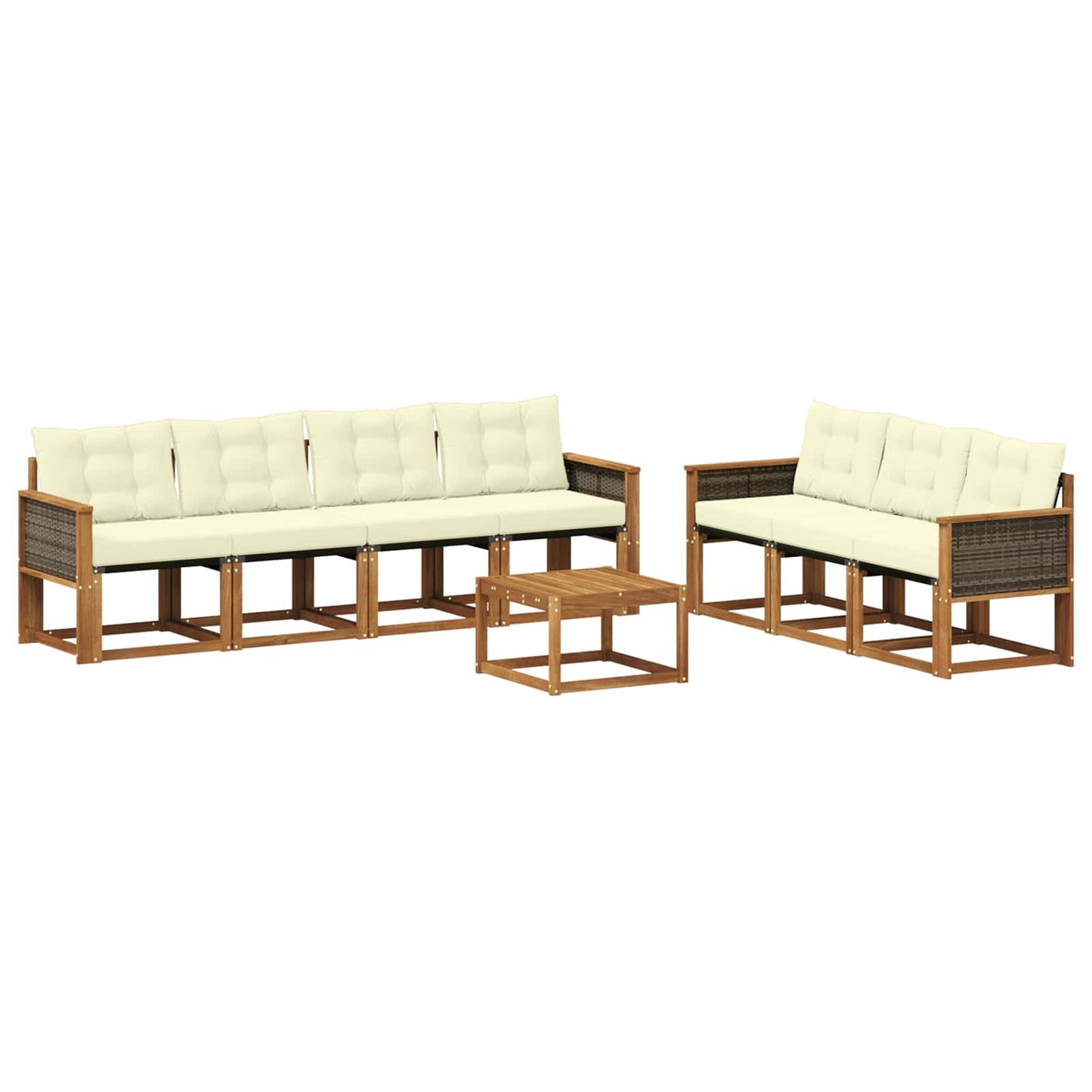 vidaXL Σειρά Καναπέ Εξωτερικού με μαξιλάρι 8 pcs Φυσικό και Κρέμα