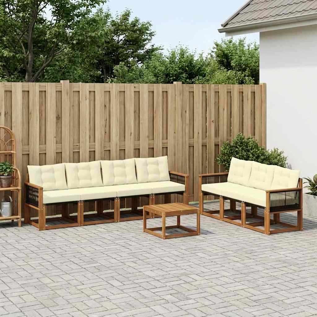 vidaXL Σειρά Καναπέ Εξωτερικού με μαξιλάρι 8 pcs Φυσικό και Κρέμα