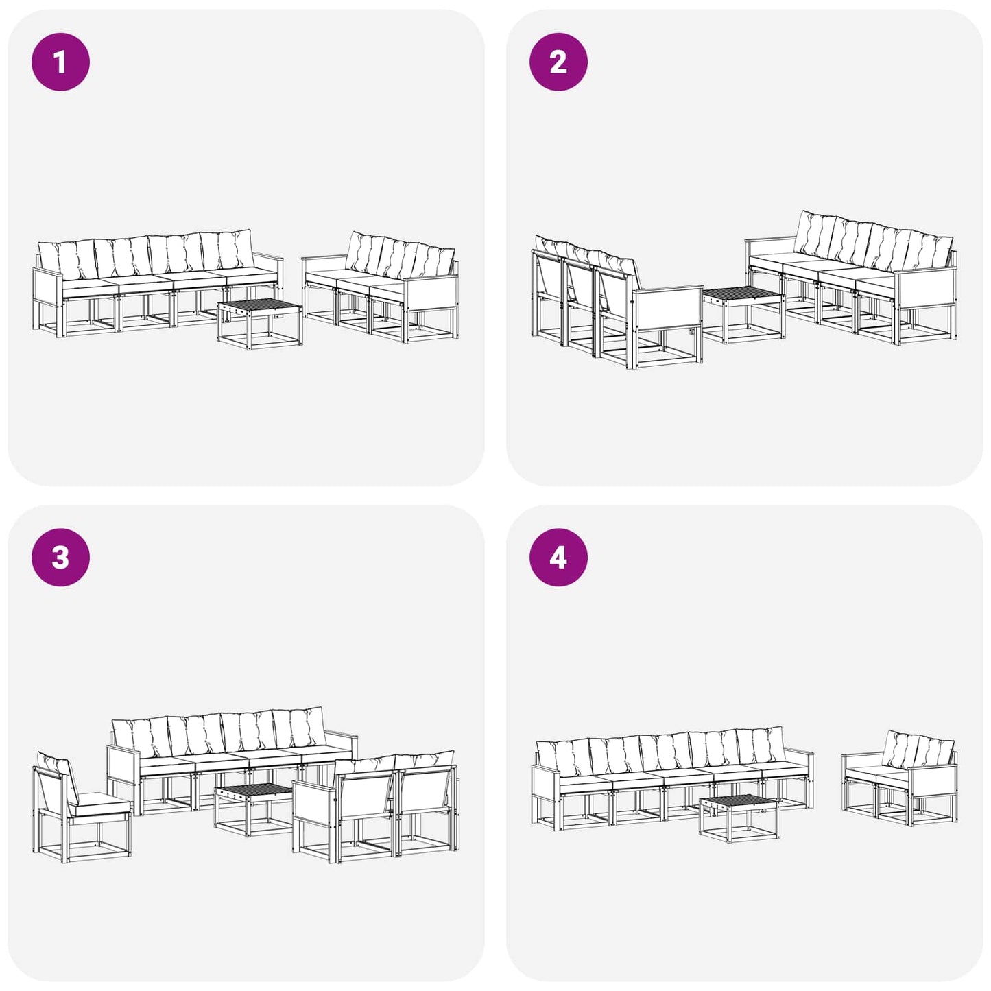 vidaXL Σειρά Καναπέ Εξωτερικού 8 pcs Φυσικό και Ανοιχτό Γκρι