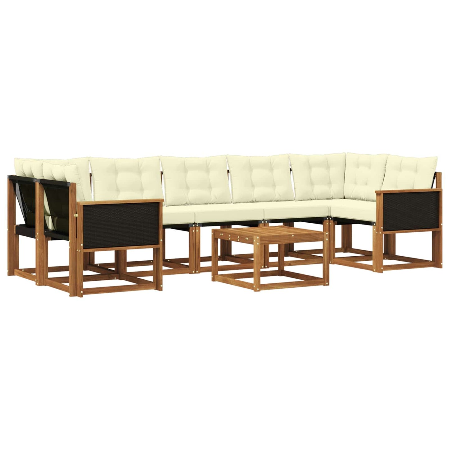 vidaXL Σειρά Καναπέ Εξωτερικού με μαξιλάρι 8 pcs Φυσικό και Κρέμα