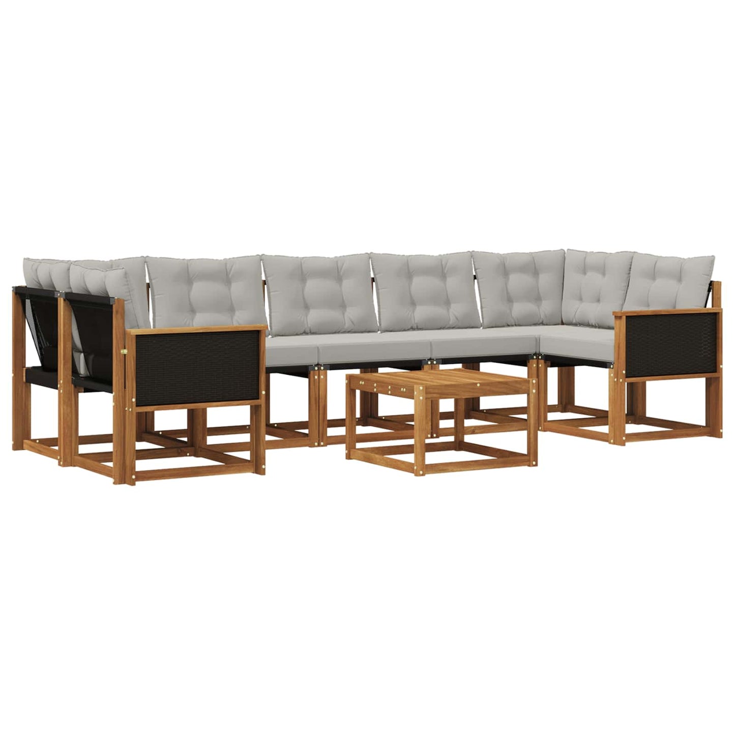 vidaXL Σειρά Καναπέ Εξωτερικού 8 pcs Φυσικό και Ανοιχτό Γκρι
