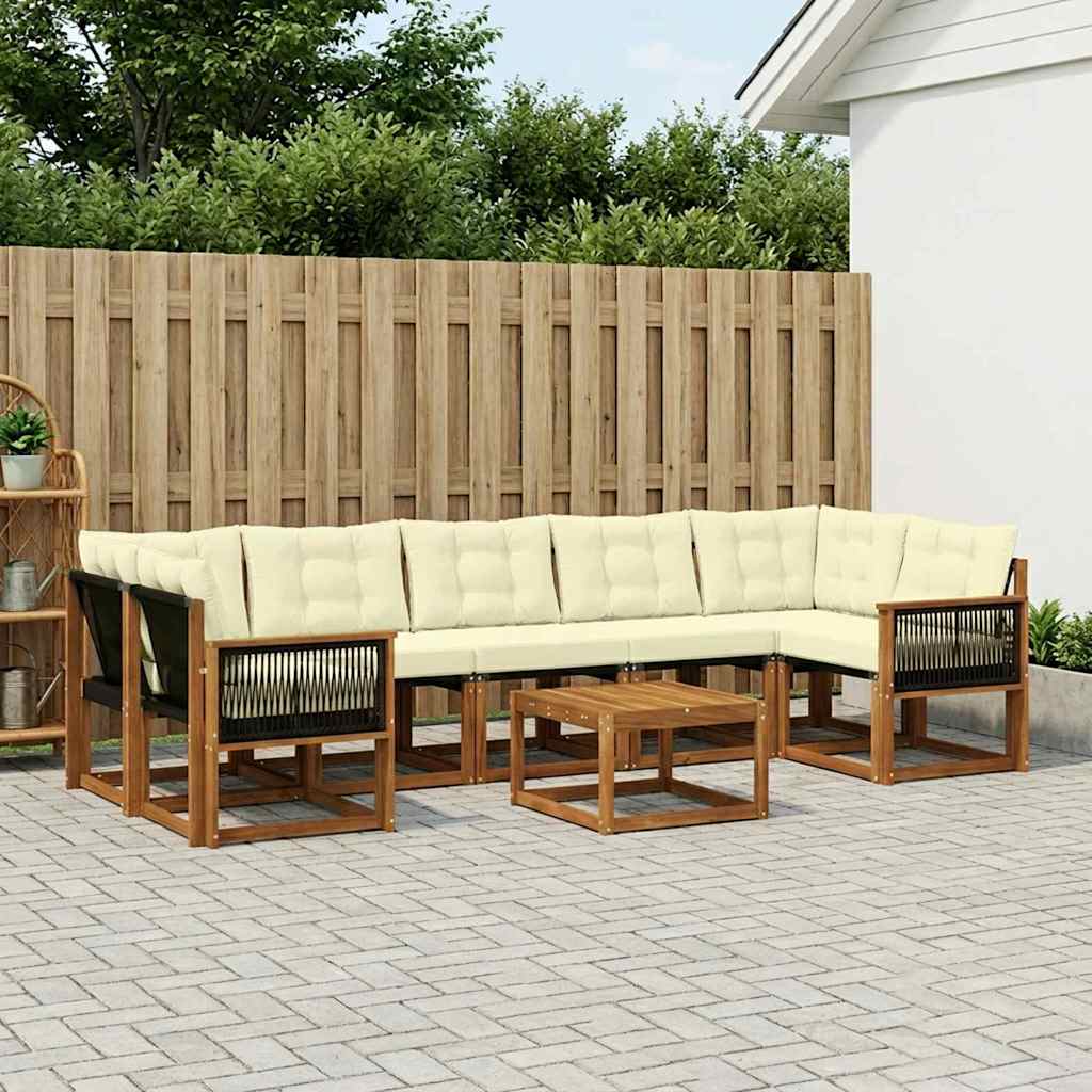 vidaXL Σειρά Καναπέ Εξωτερικού με μαξιλάρι 8 pcs Φυσικό και Κρέμα