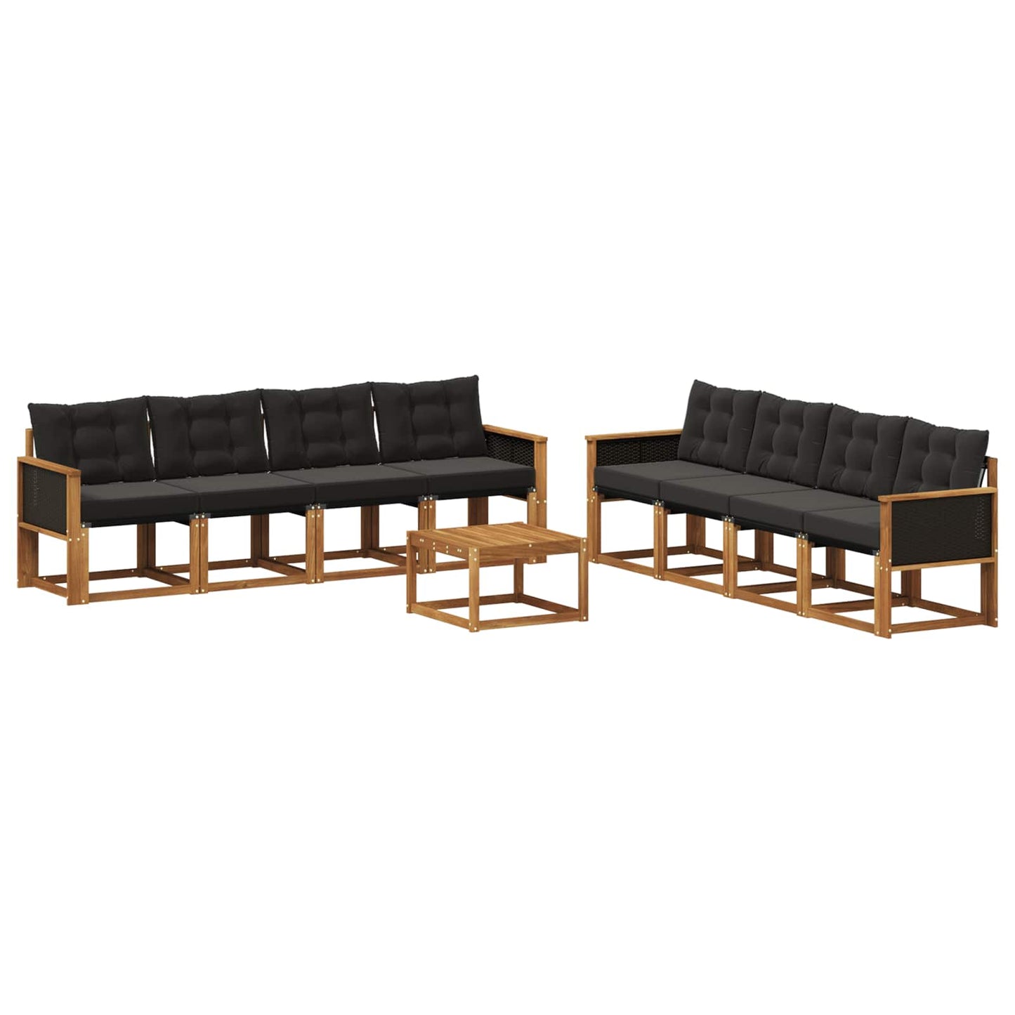 vidaXL Σειρά Καναπέ Εξωτερικού με μαξιλάρι 9 pcs Φυσικό και Μαύρο