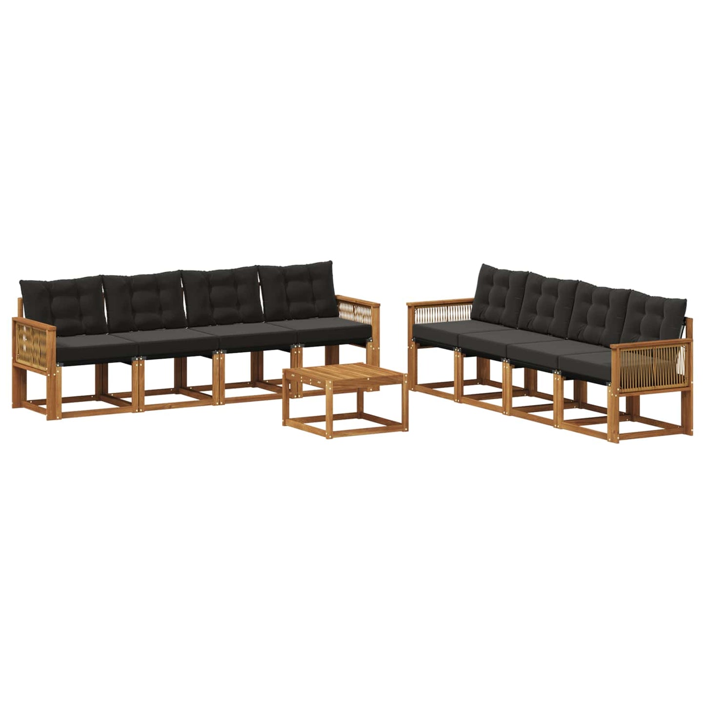 vidaXL Σειρά Καναπέ Εξωτερικού με μαξιλάρι 9 pcs Φυσικό και Μαύρο