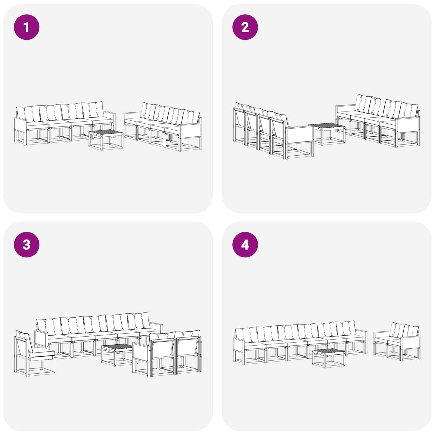 vidaXL Σειρά Καναπέ Εξωτερικού με μαξιλάρι 9 pcs Φυσικό και Μαύρο