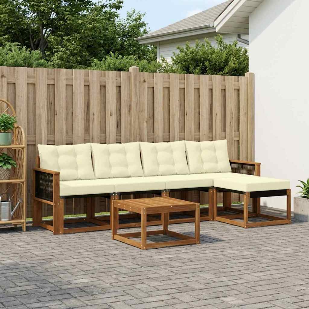vidaXL Σειρά Καναπέ Εξωτερικού με μαξιλάρι 6 pcs Φυσικό και Κρέμα