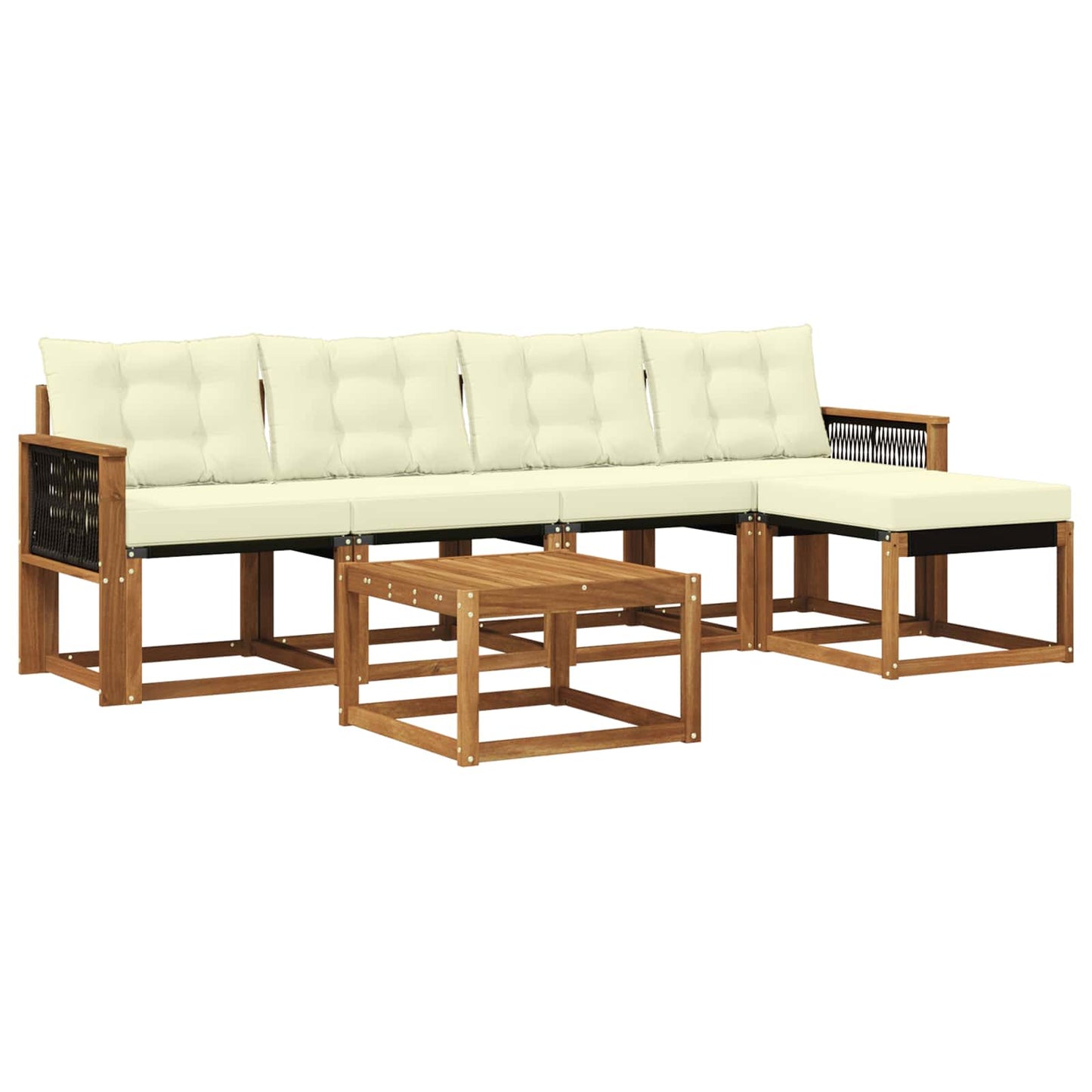 vidaXL Σειρά Καναπέ Εξωτερικού με μαξιλάρι 6 pcs Φυσικό και Κρέμα