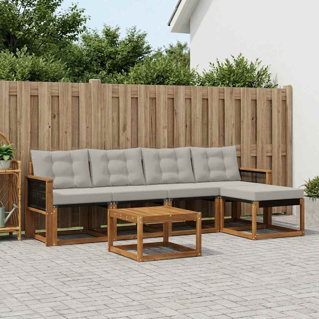 vidaXL Σειρά Καναπέ Εξωτερικού 6 pcs Φυσικό και Ανοιχτό Γκρι