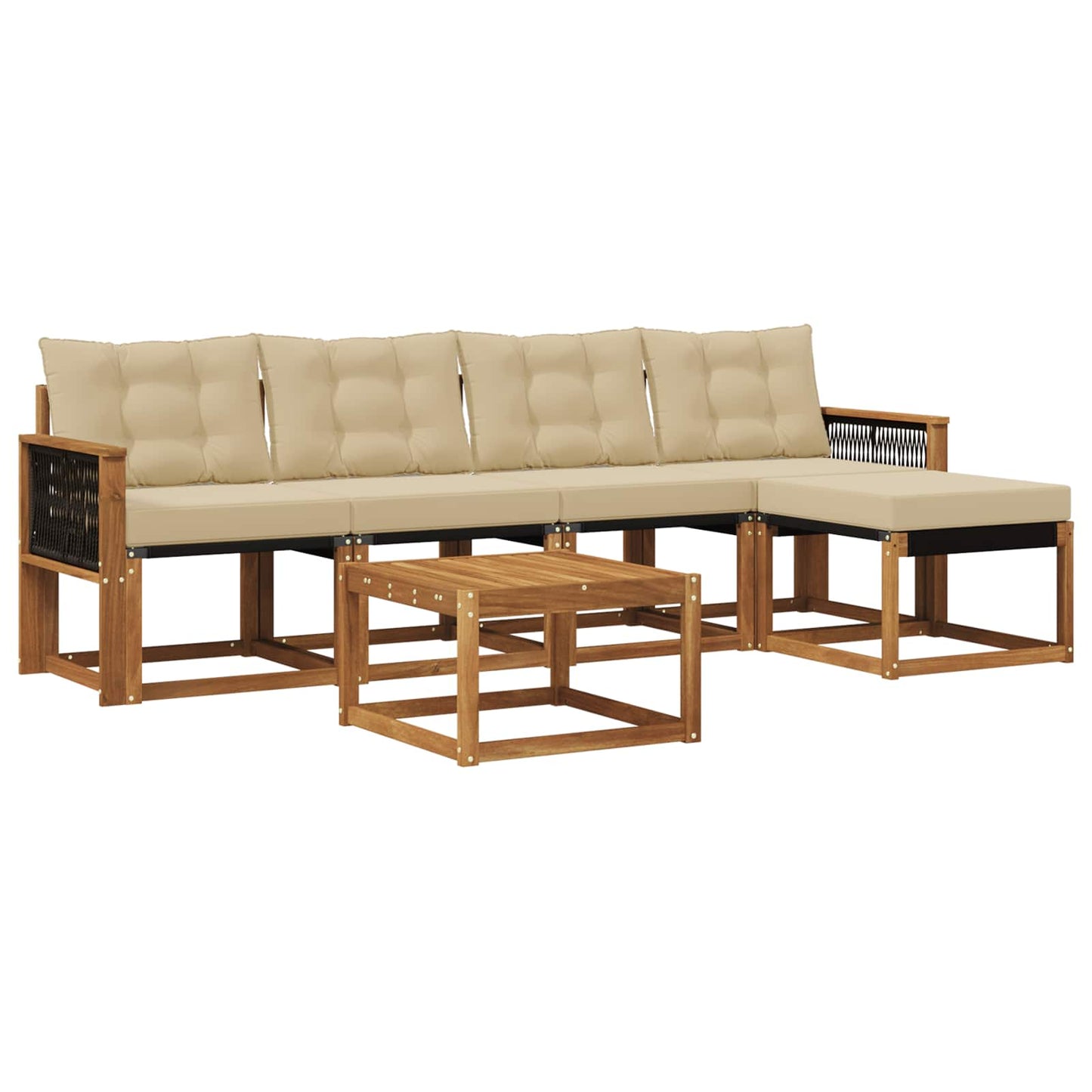 vidaXL Σειρά Καναπέ Εξωτερικού με μαξιλάρι 6 pcs Φυσικό και Μπεζ