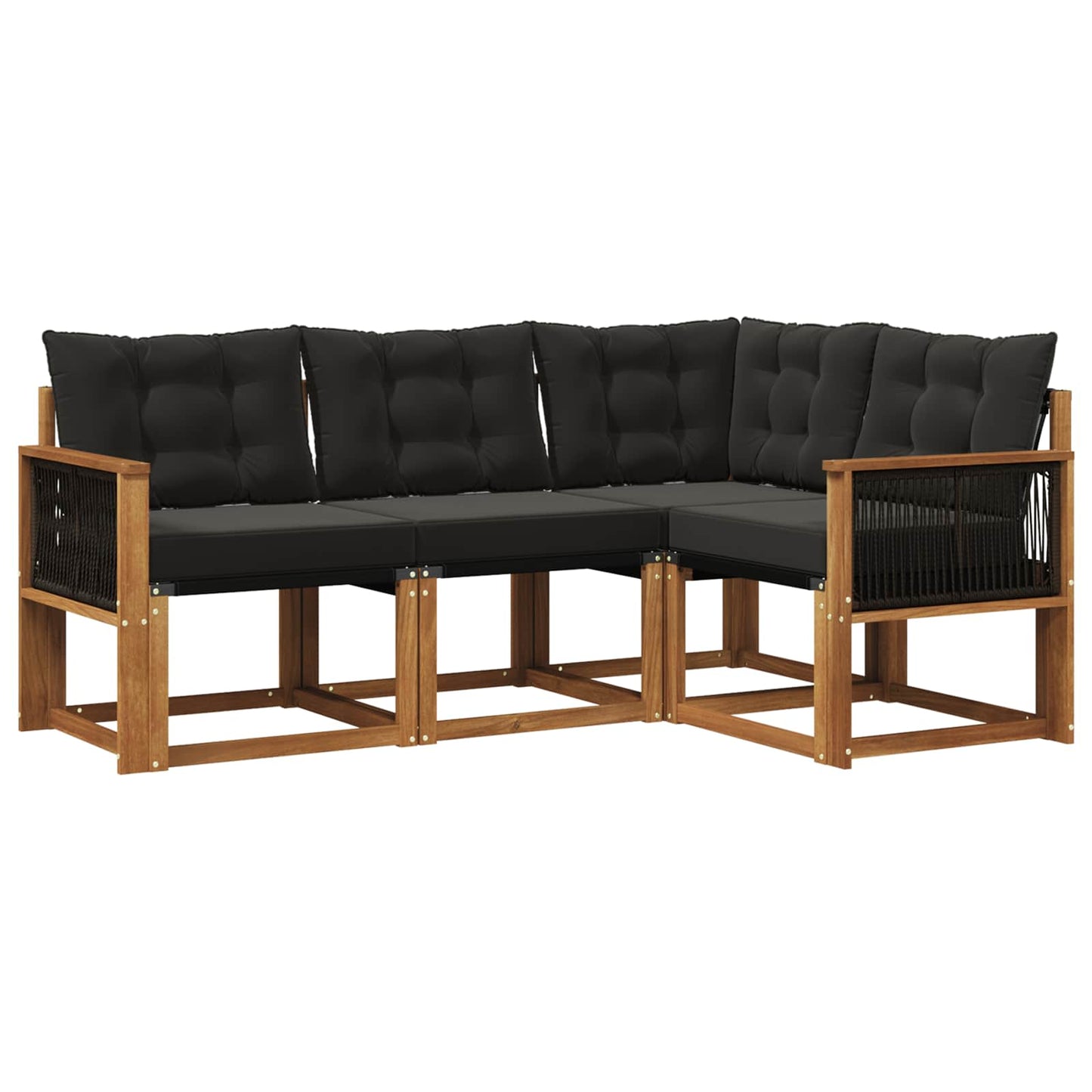 vidaXL Σειρά Καναπέ Εξωτερικού με μαξιλάρι 4 pcs Φυσικό και Μαύρο