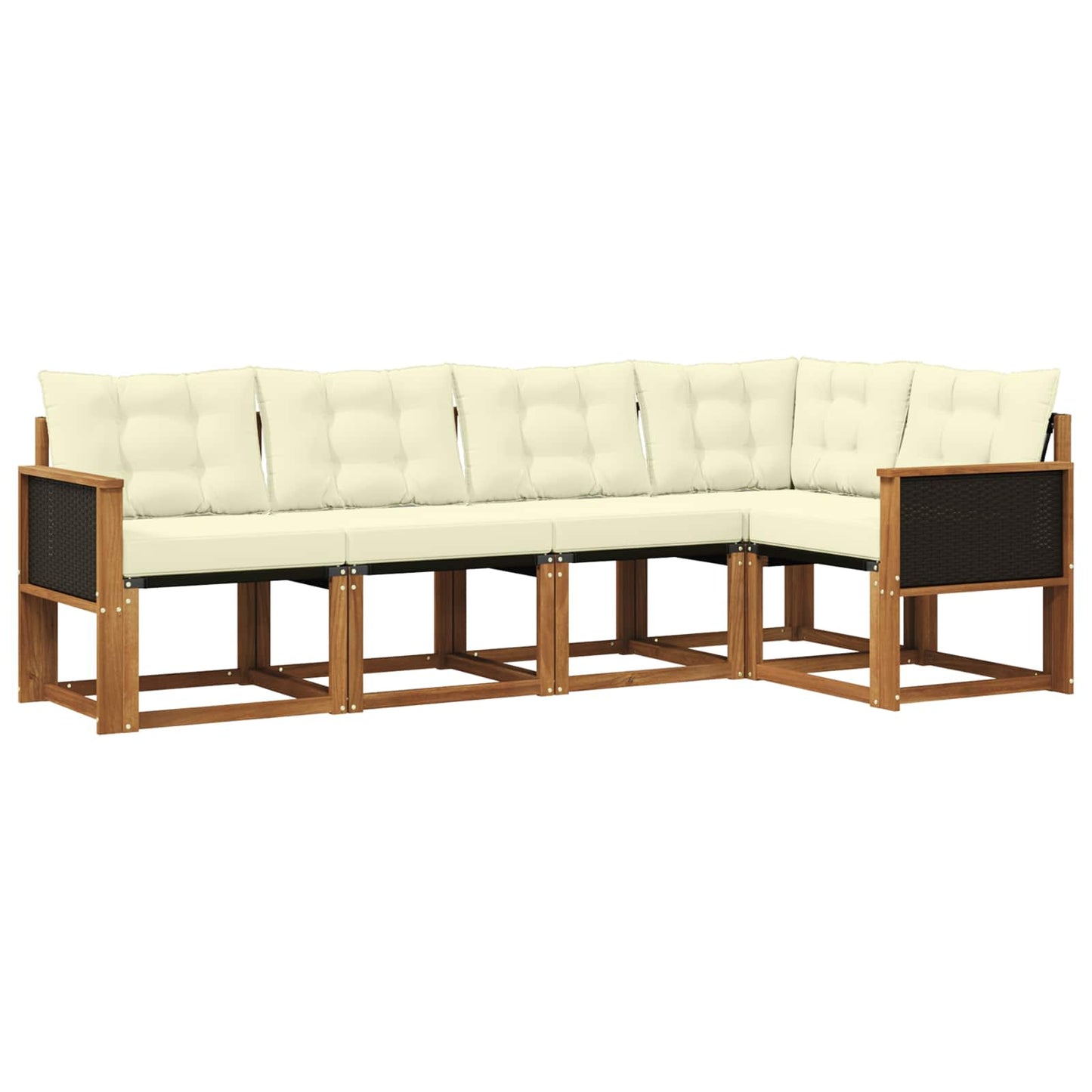 vidaXL Σειρά Καναπέ Εξωτερικού με μαξιλάρι 5 pcs Φυσικό και Κρέμα