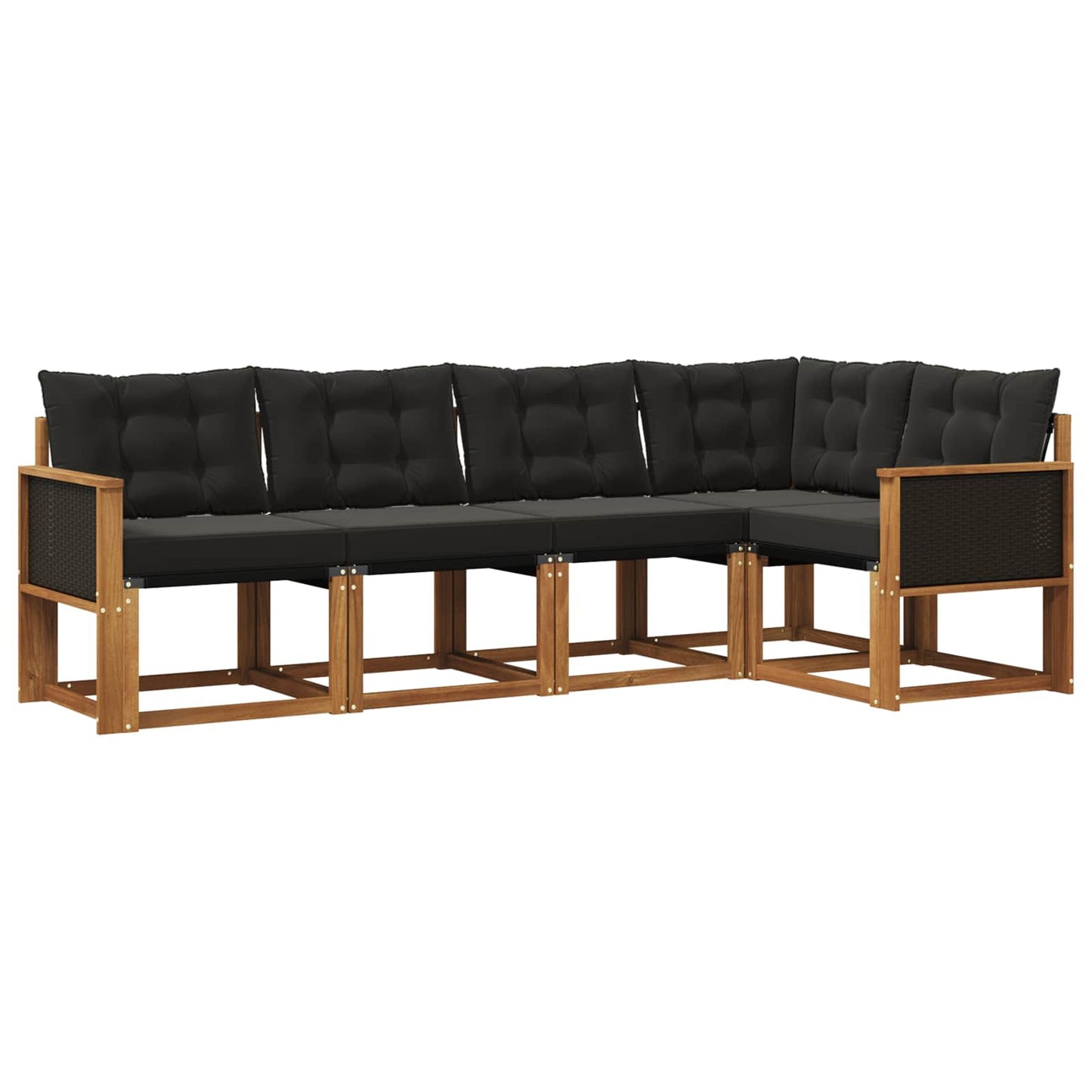vidaXL Σειρά Καναπέ Εξωτερικού με μαξιλάρι 5 pcs Φυσικό και Μαύρο