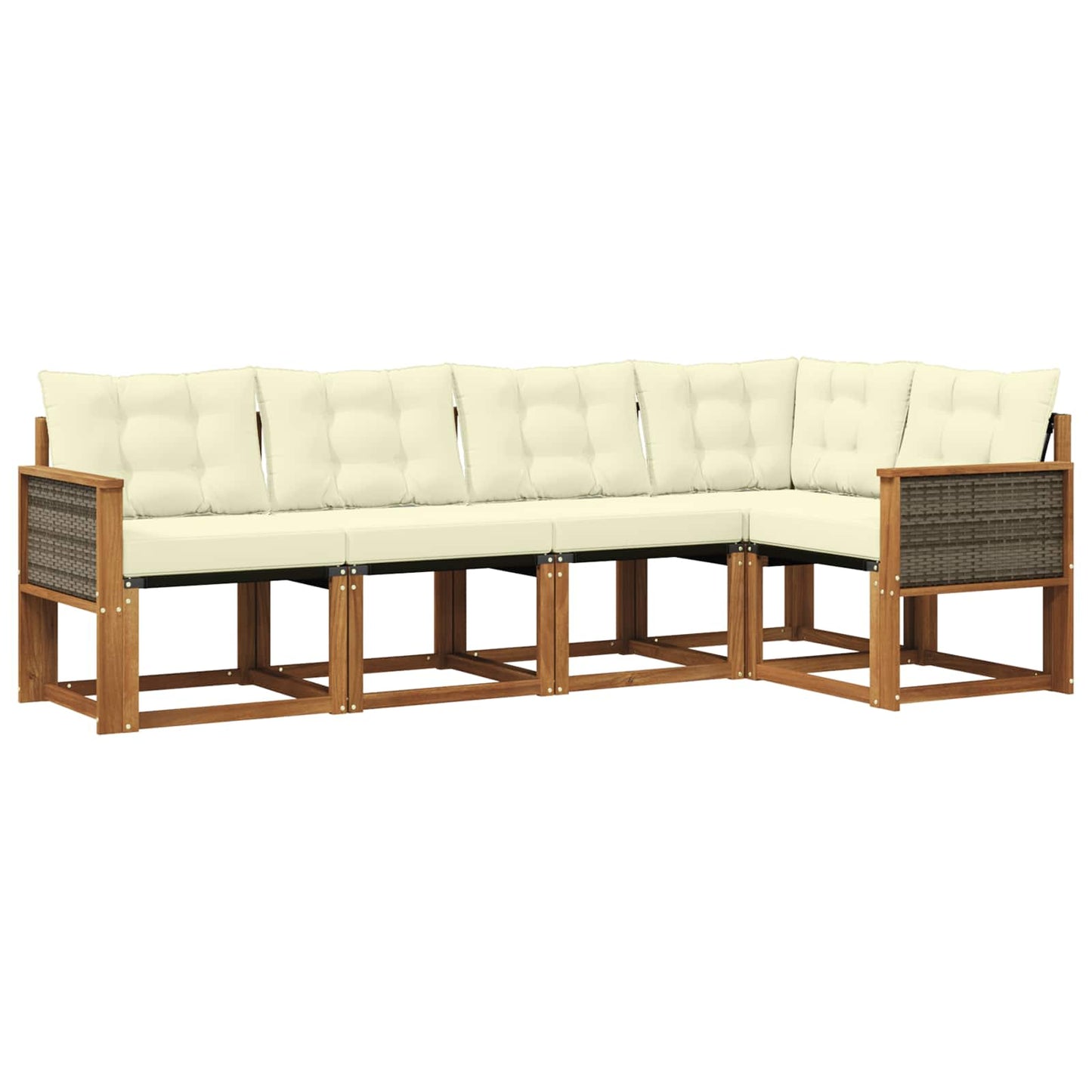 vidaXL Σειρά Καναπέ Εξωτερικού με μαξιλάρι 5 pcs Φυσικό και Κρέμα