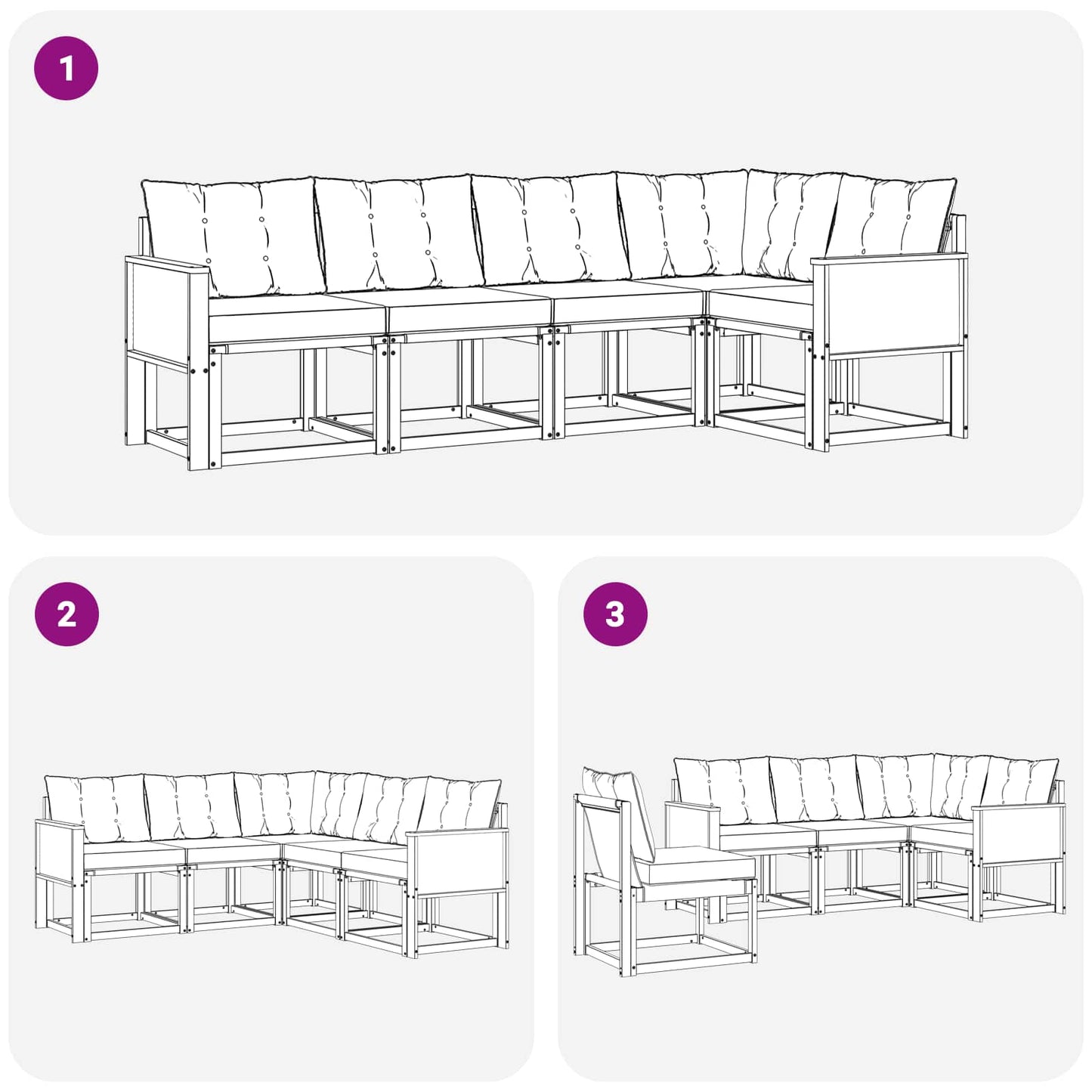 vidaXL Σειρά Καναπέ Εξωτερικού με μαξιλάρι 5 pcs Φυσικό και Κρέμα