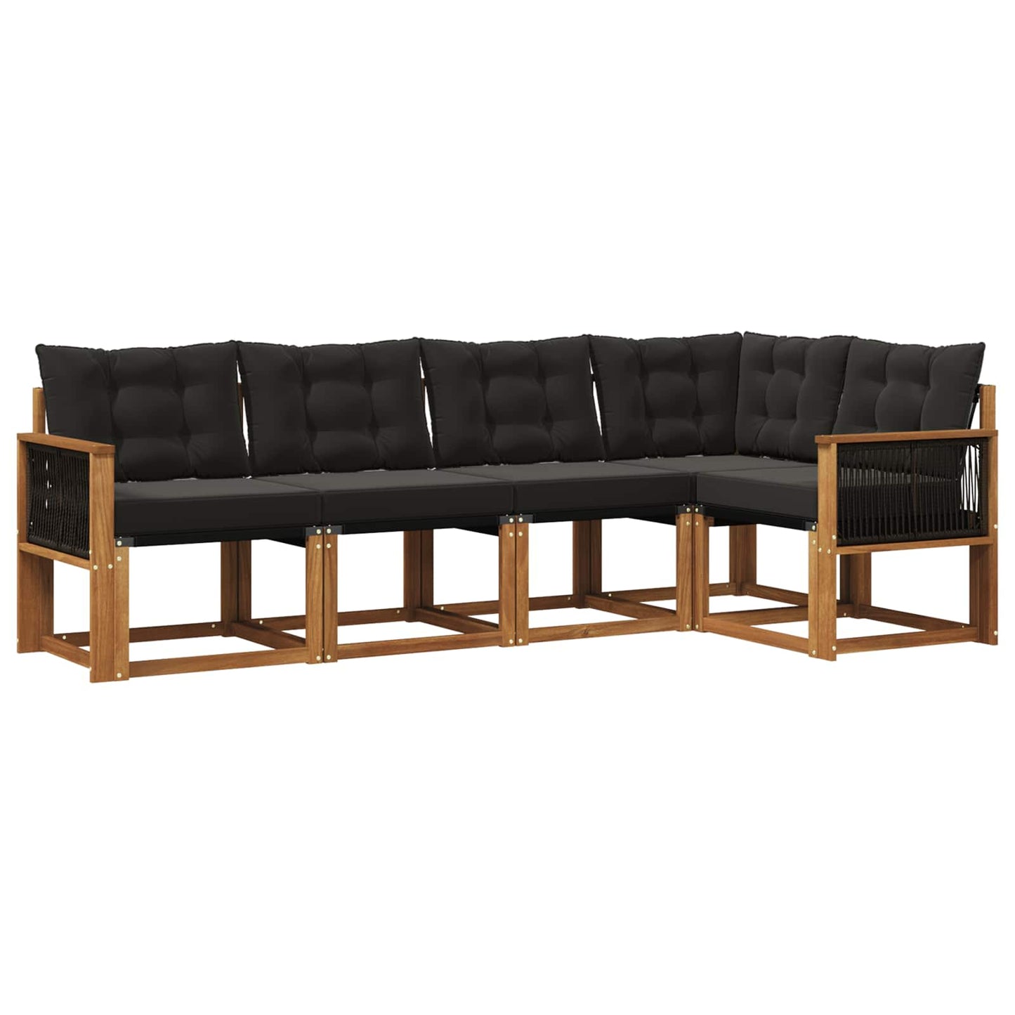 vidaXL Σειρά Καναπέ Εξωτερικού με μαξιλάρι 5 pcs Φυσικό και Μαύρο