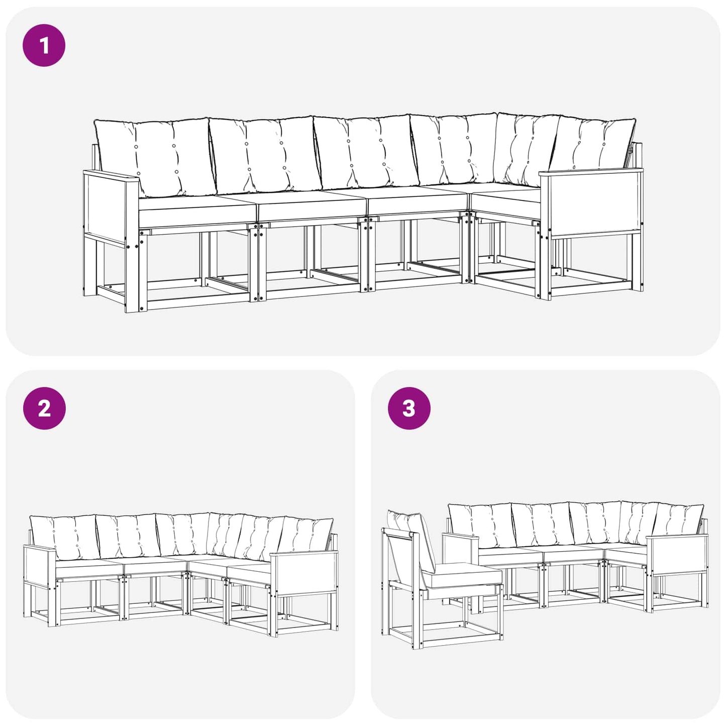 vidaXL Σειρά Καναπέ Εξωτερικού 5 pcs Φυσικό και Ανοιχτό Γκρι