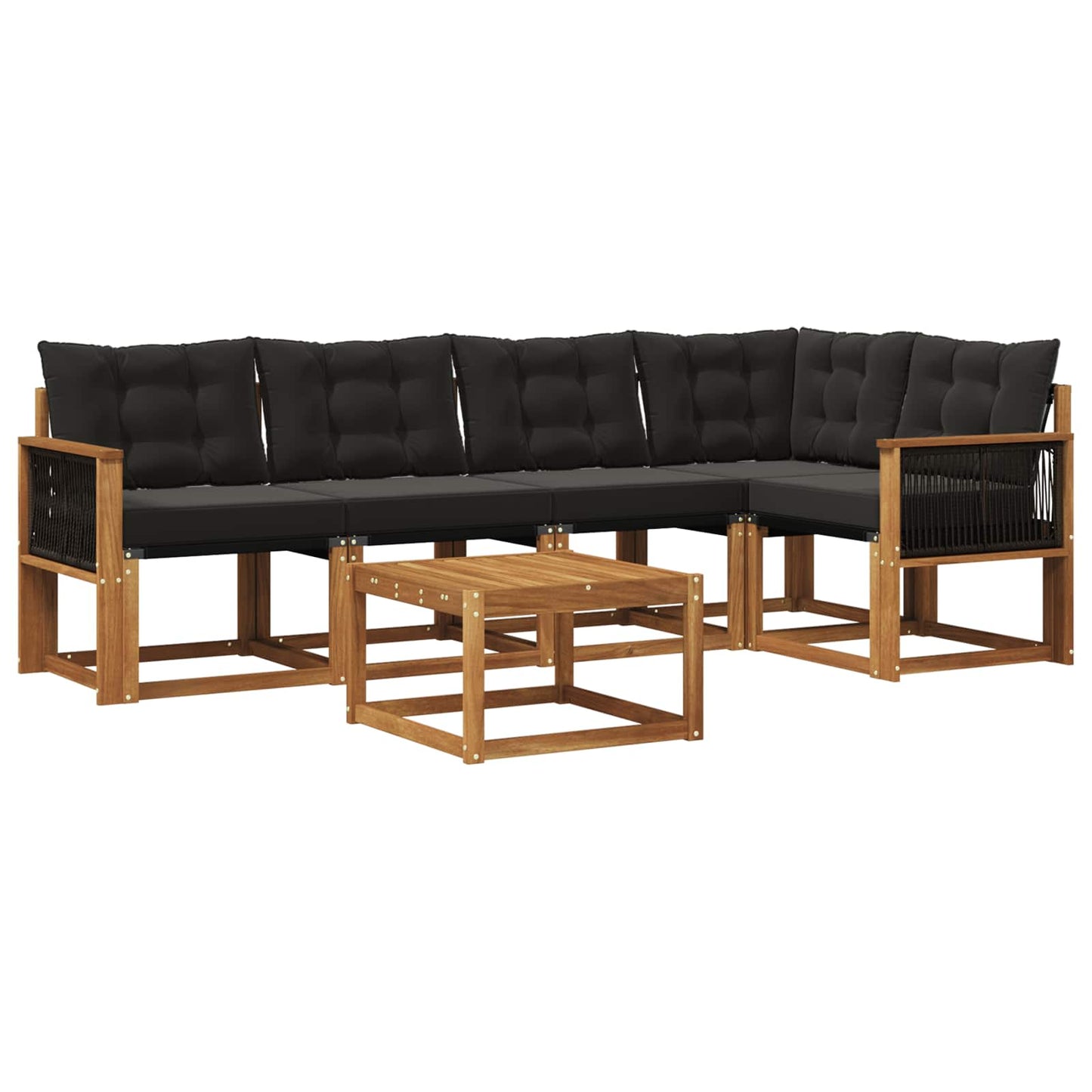 vidaXL Σειρά Καναπέ Εξωτερικού με μαξιλάρι 6 pcs Φυσικό και Μαύρο