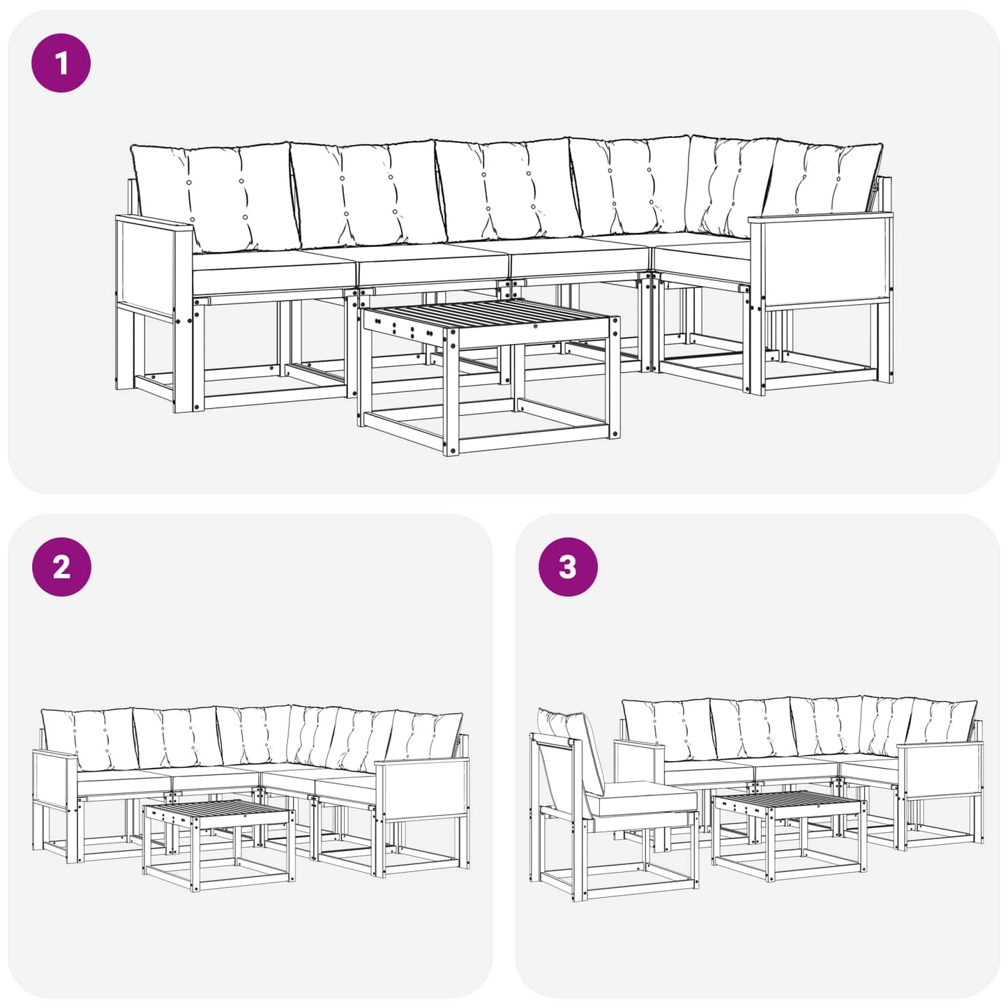 vidaXL Σειρά Καναπέ Εξωτερικού με μαξιλάρι 6 pcs Φυσικό και Μαύρο
