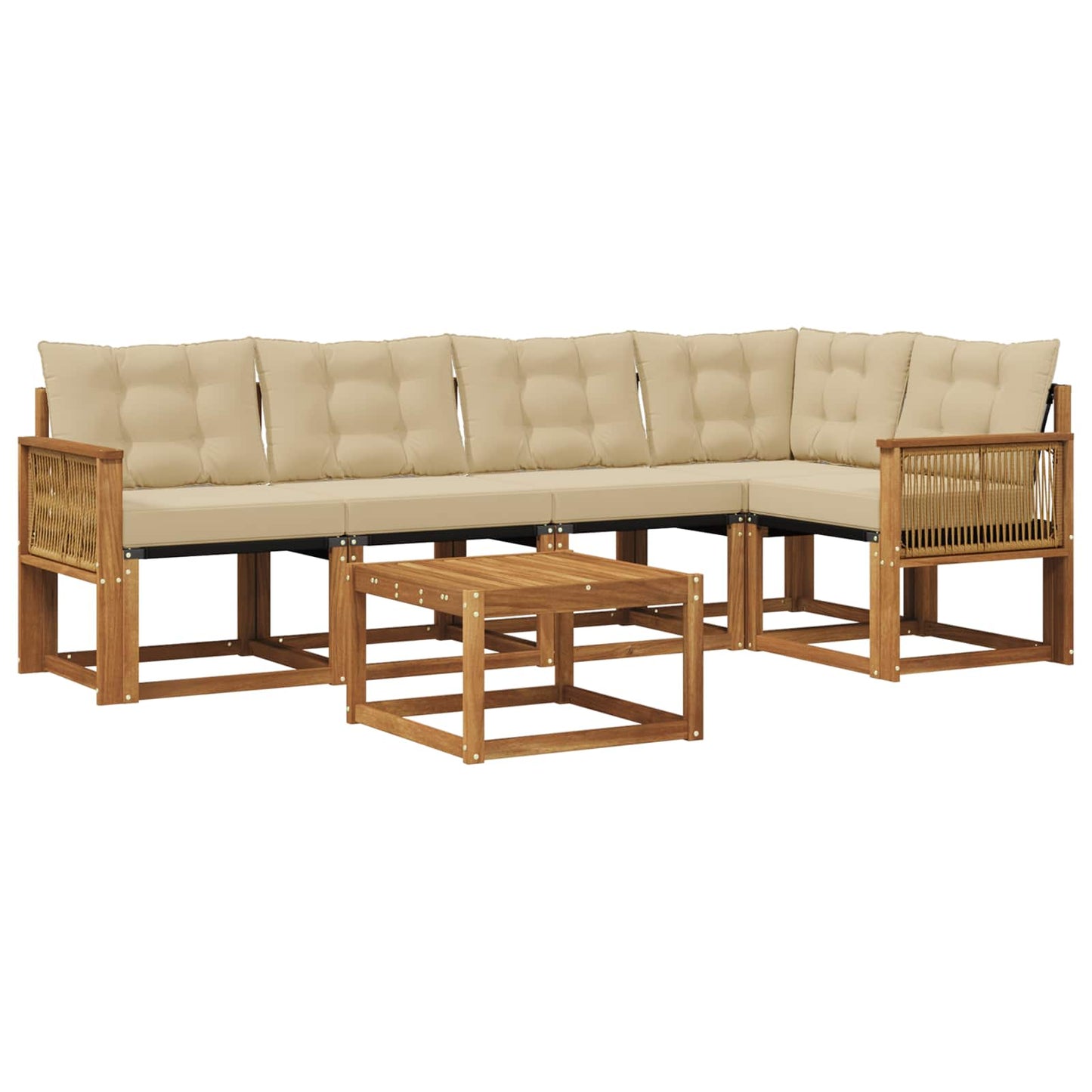 vidaXL Σειρά Καναπέ Εξωτερικού με μαξιλάρι 6 pcs Φυσικό και Μπεζ