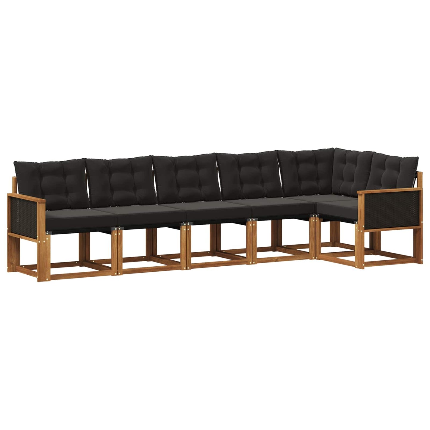 vidaXL Σειρά Καναπέ Εξωτερικού με μαξιλάρι 6 pcs Φυσικό και Μαύρο