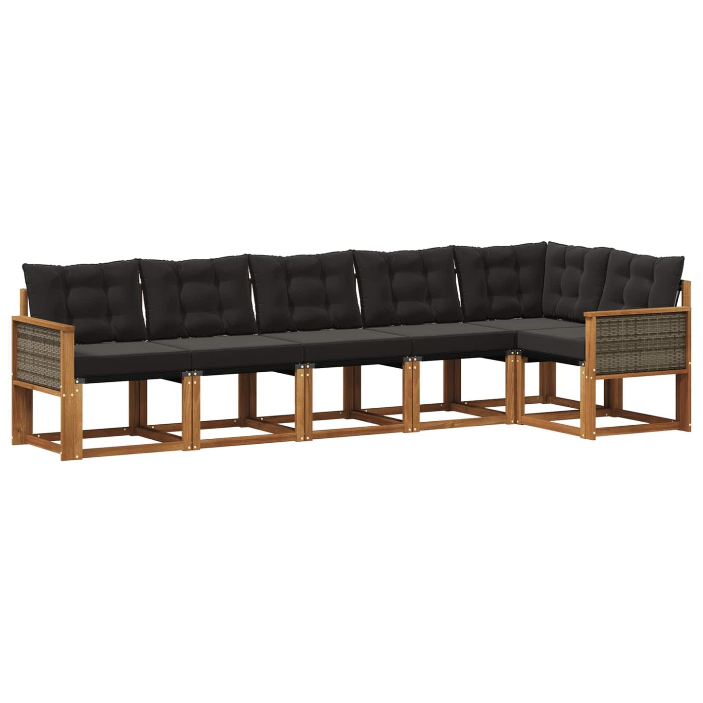 vidaXL Σειρά Καναπέ Εξωτερικού με μαξιλάρι 6 pcs Φυσικό και Μαύρο