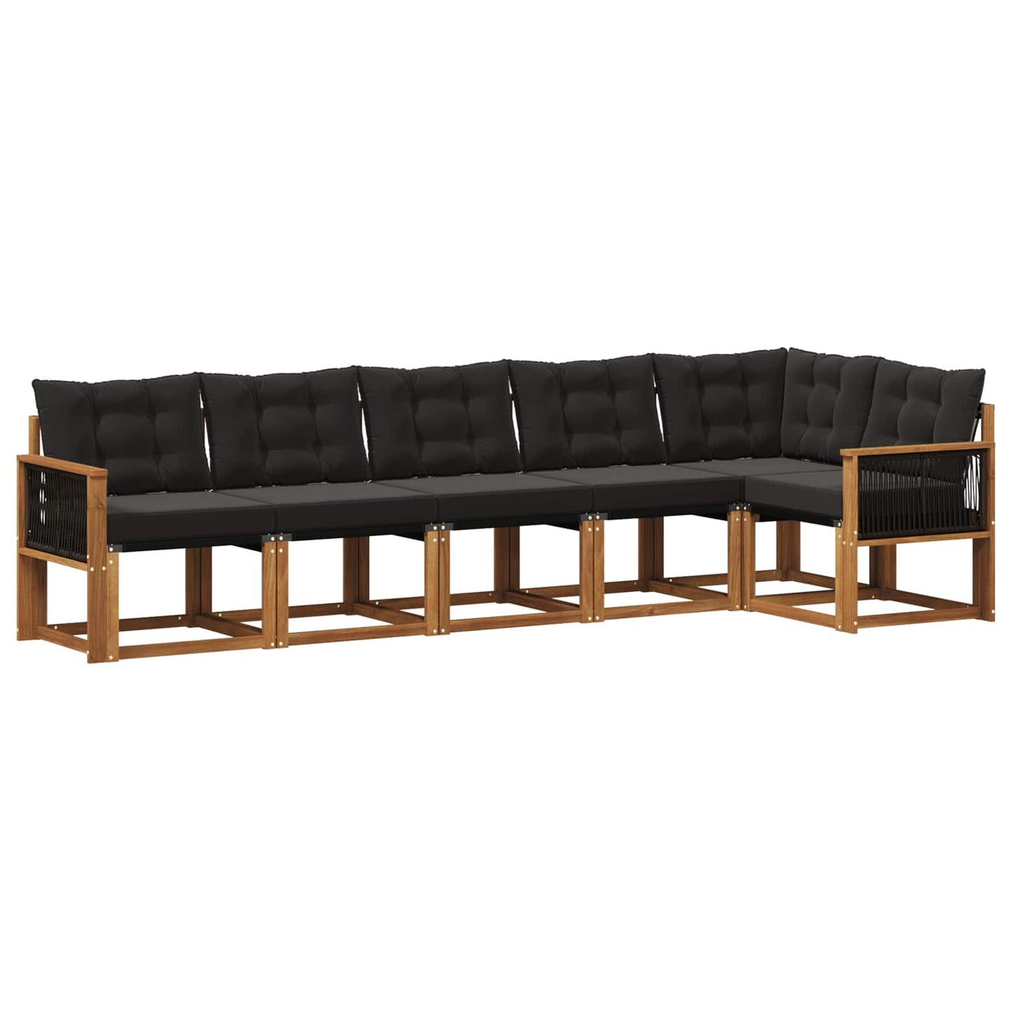 vidaXL Σειρά Καναπέ Εξωτερικού με μαξιλάρι 6 pcs Φυσικό και Μαύρο