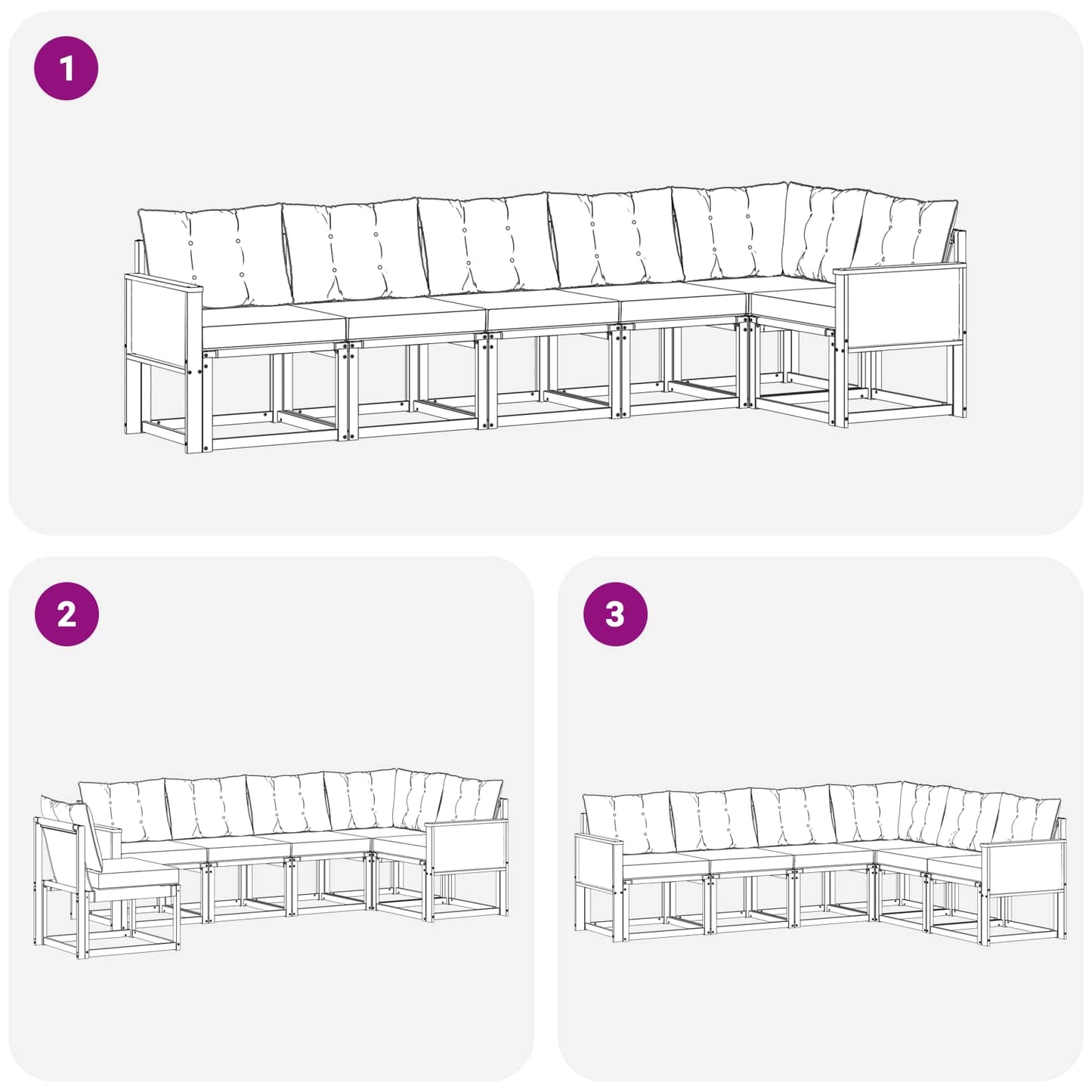 vidaXL Σειρά Καναπέ Εξωτερικού με μαξιλάρι 6 pcs Φυσικό και Μαύρο