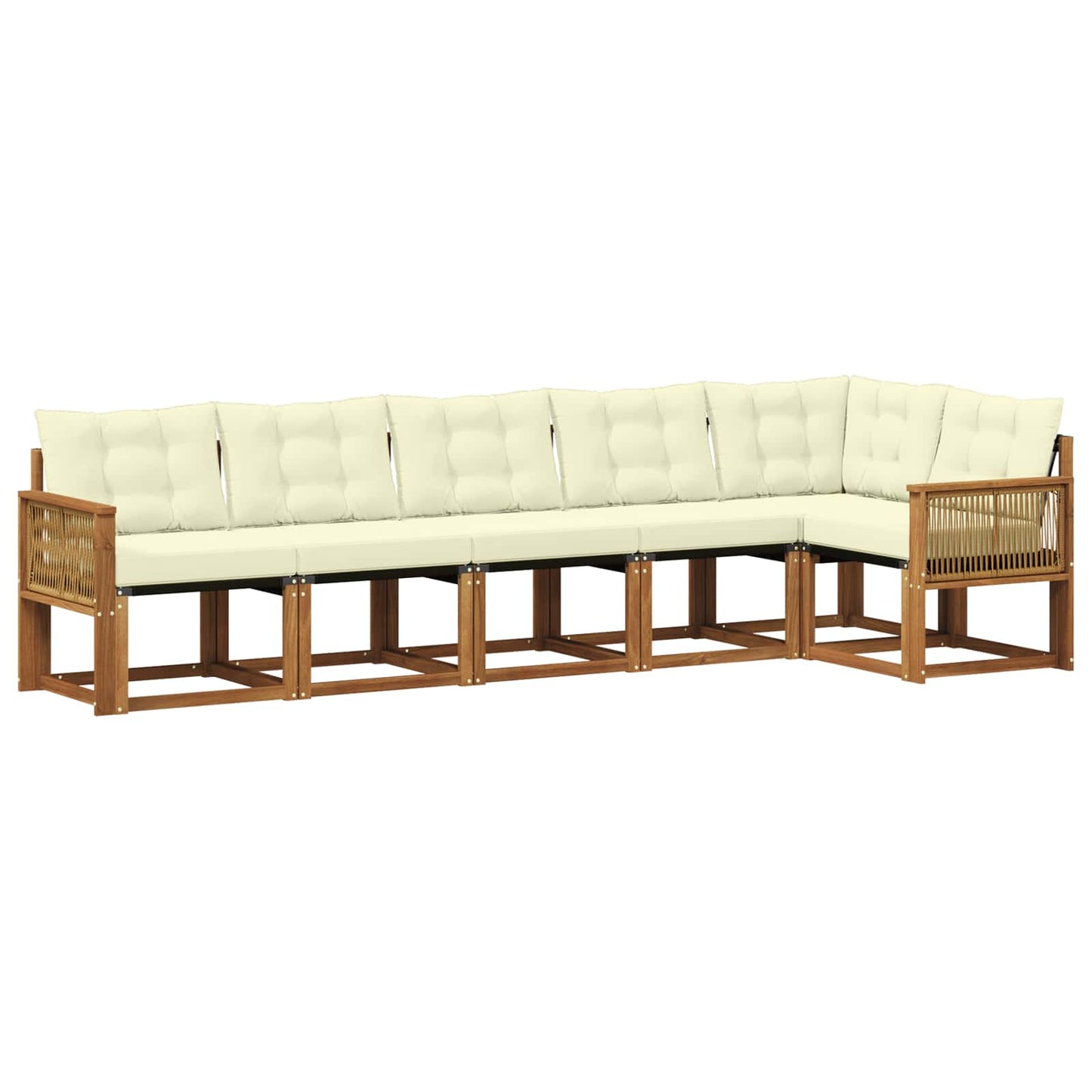 vidaXL Σειρά Καναπέ Εξωτερικού με μαξιλάρι 6 pcs Φυσικό και Κρέμα