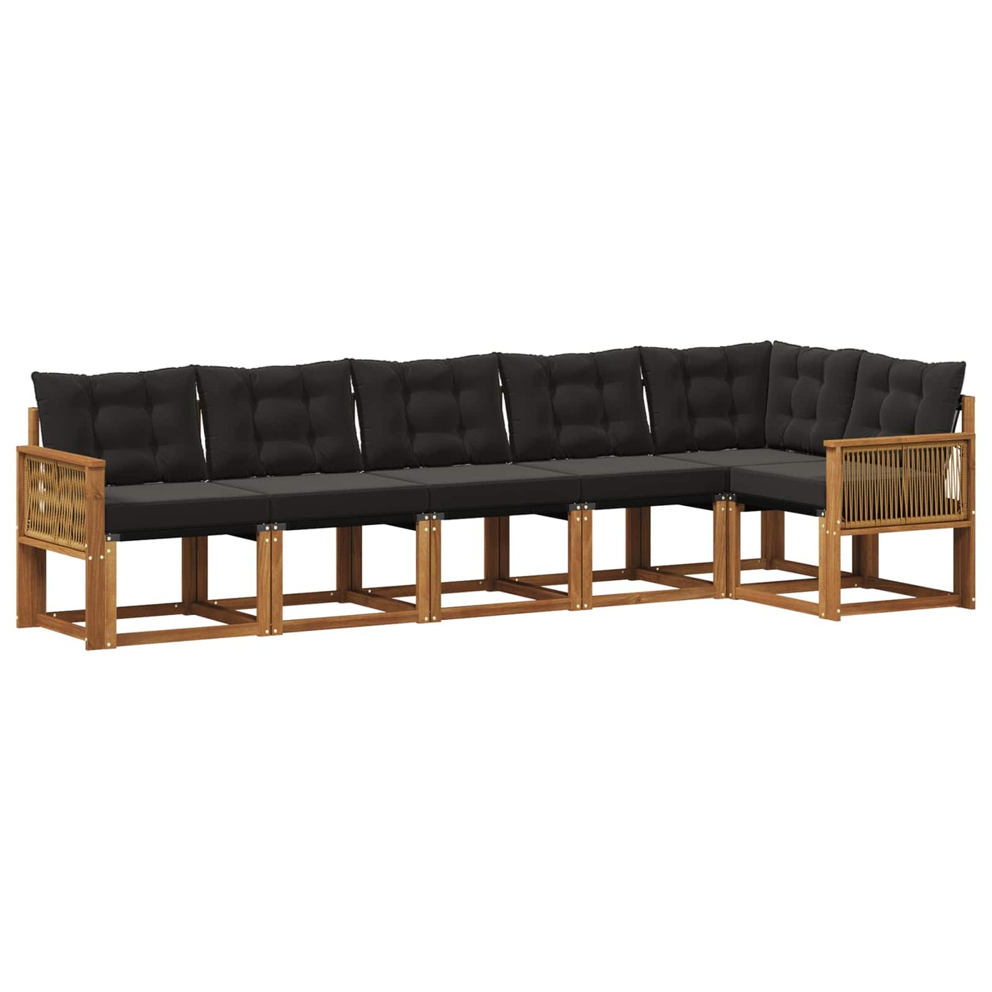 vidaXL Σειρά Καναπέ Εξωτερικού με μαξιλάρι 6 pcs Φυσικό και Μαύρο